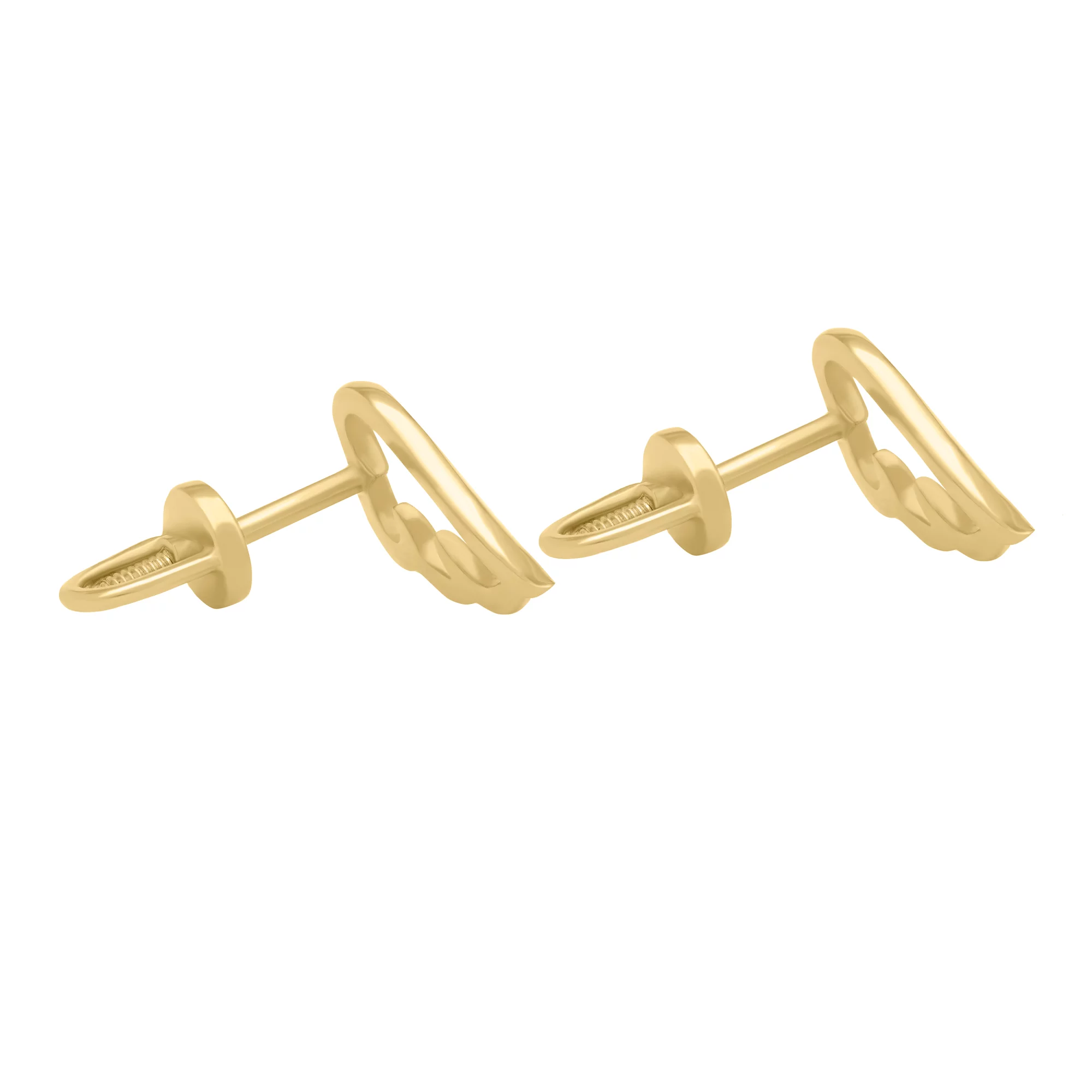 Сережки-гвоздики "Крыло" из желтого золота - 1759413 – изображение 2