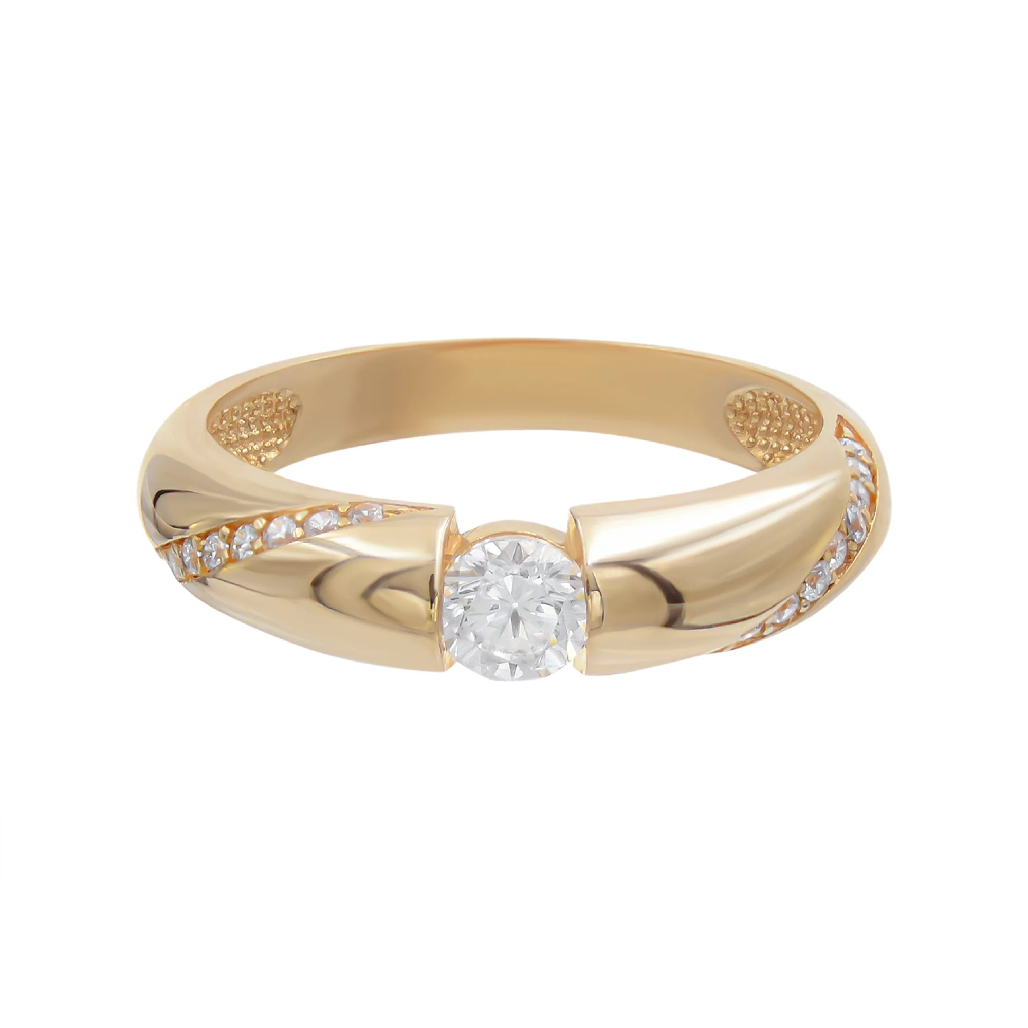 Золотое кольцо с фианитом - 538765 – изображение 2