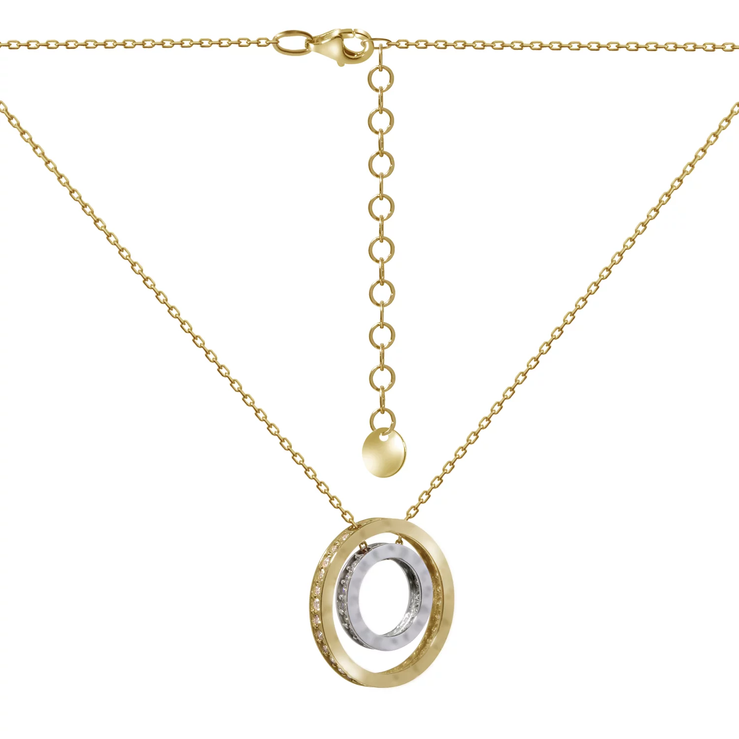 Колье круги из комбинированного золота с фианитом Якорное плетение. Артикул 2100423: цена, отзывы, фото – купить в интернет-магазине AURUM