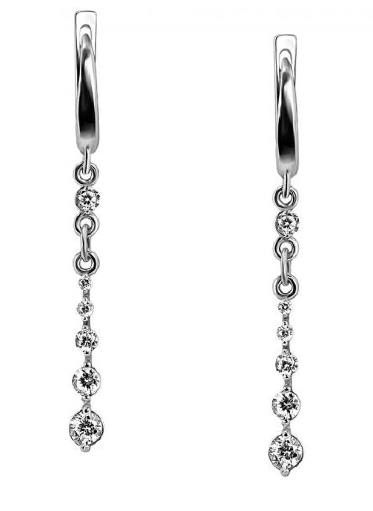 Серебряные серьги с фианитом и подвесами - 586056 – изображение 2