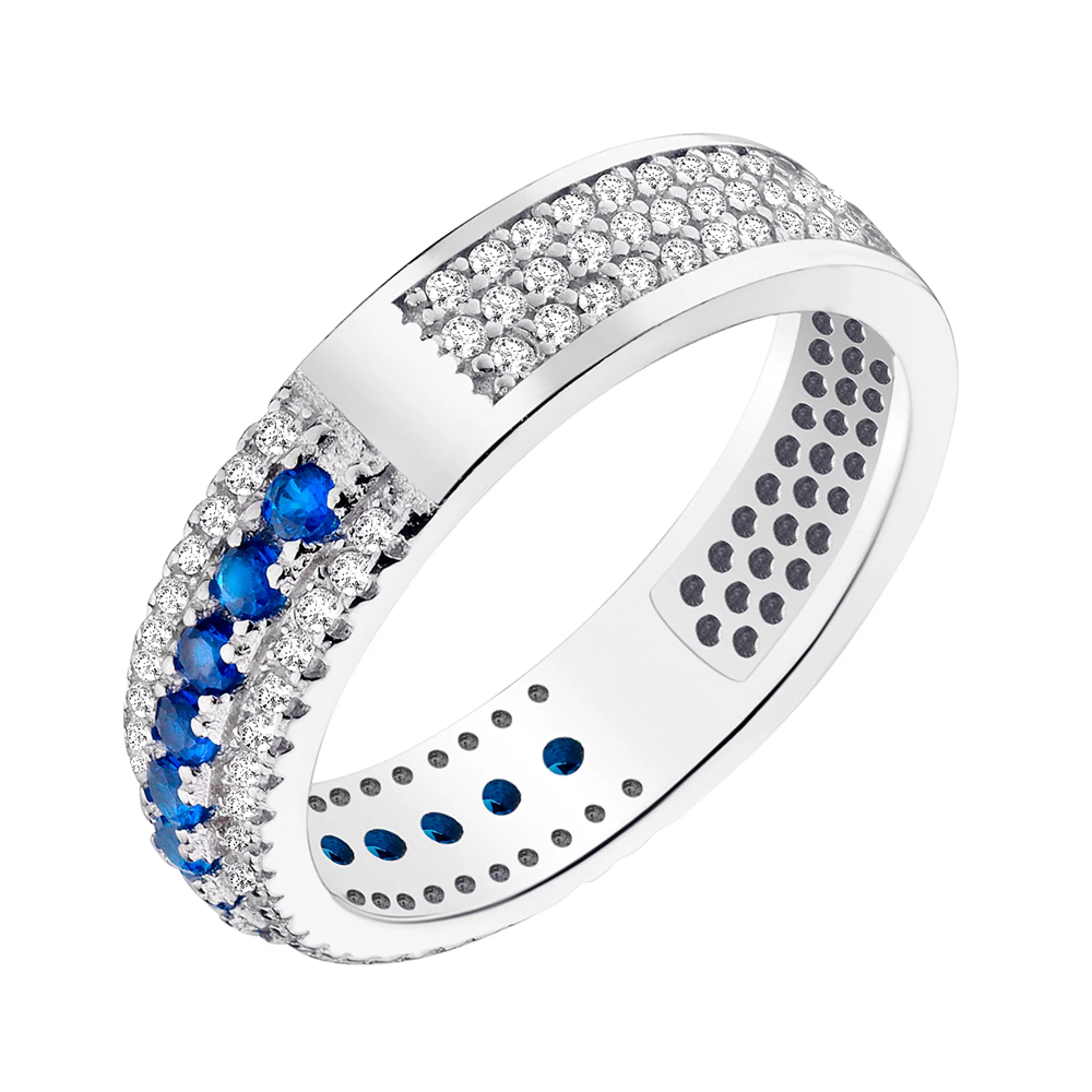 Серебряное кольцо с дорожкой фианитов - 1538848 – изображение 1