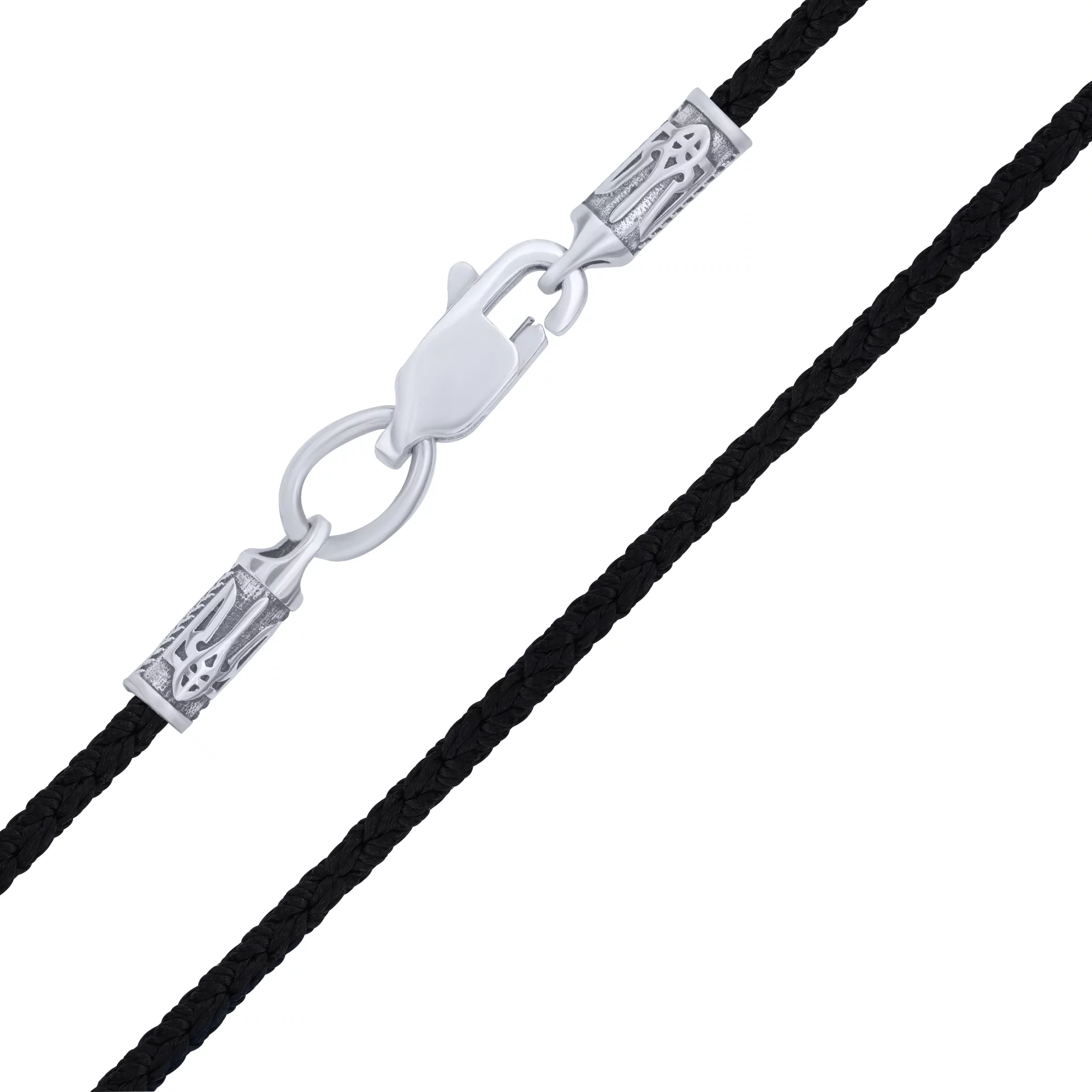 Шелковый шнурок с застежкой из серебра "Герб Украины-Тризуб" - 1682655 – изображение 1