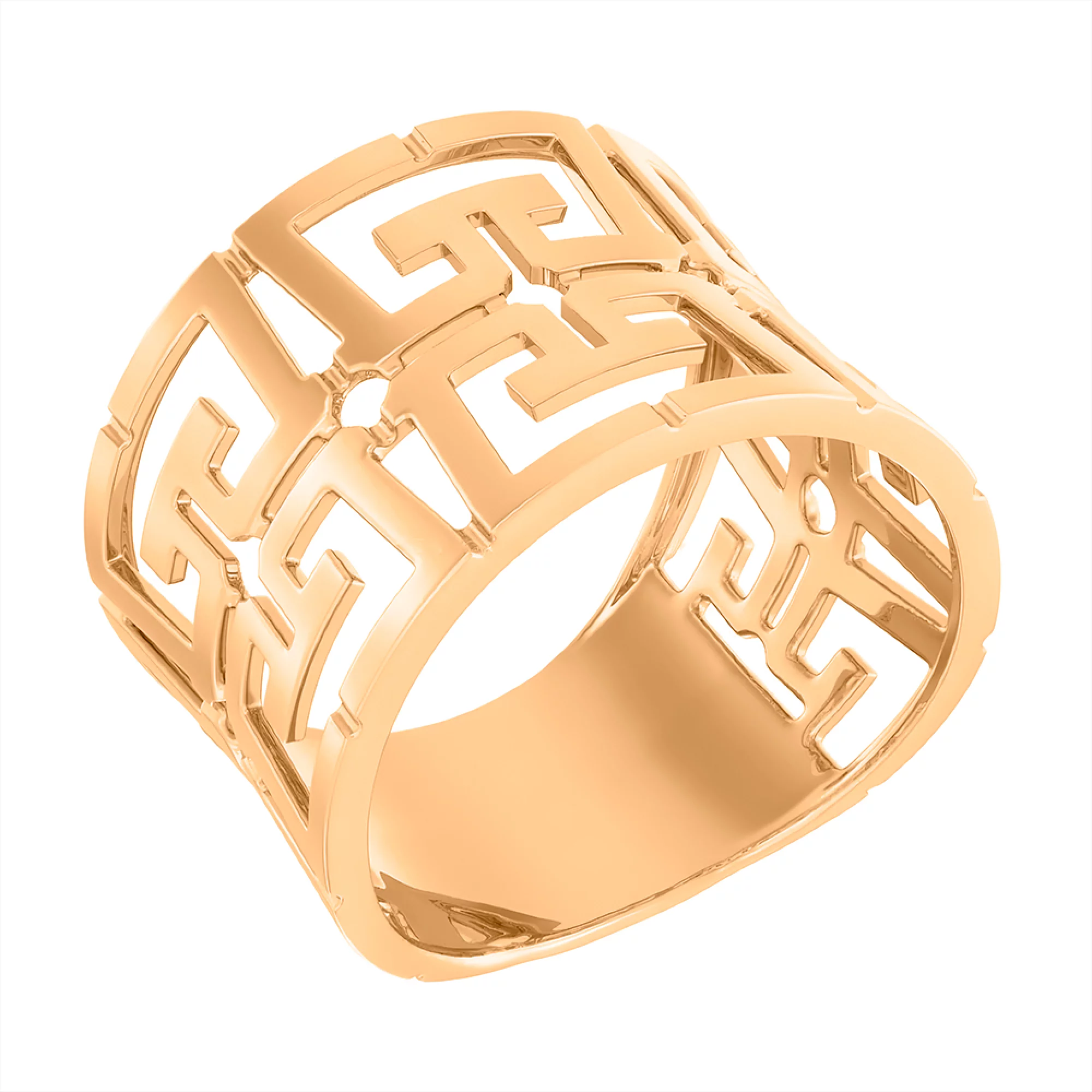 Кольцо с греческим узором из красного золота - 585411 – изображение 1