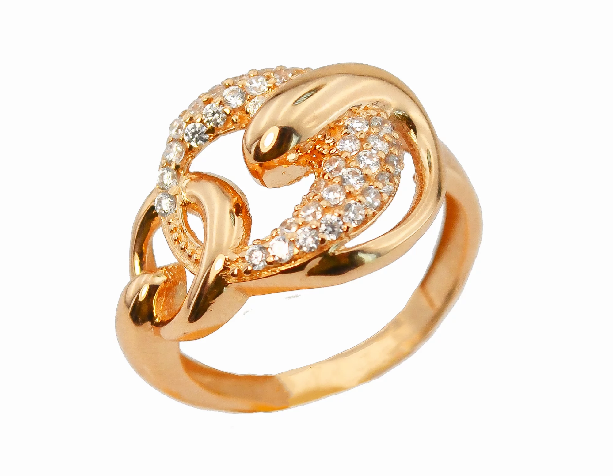 Золотое кольцо с фианитом - 511939 – изображение 1