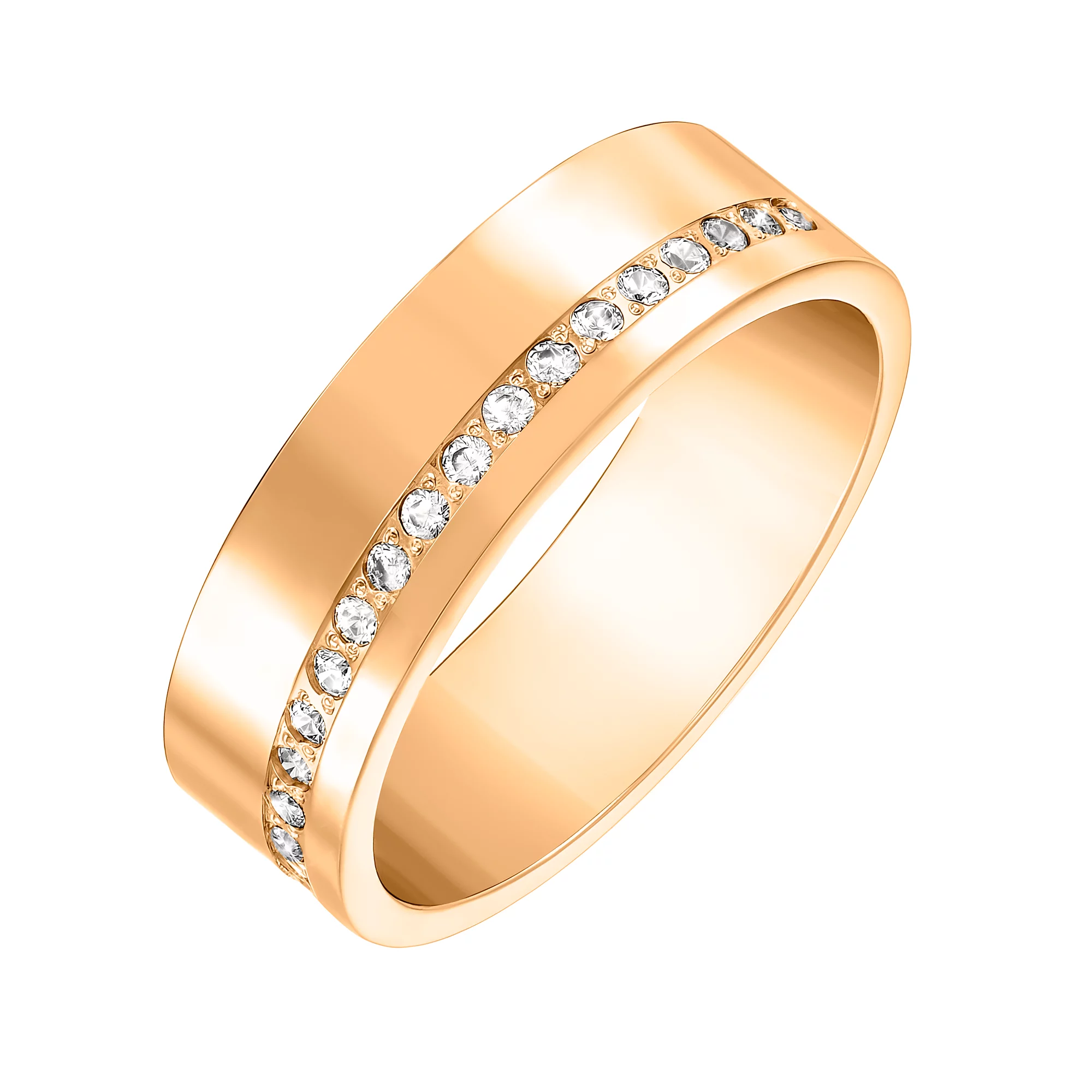 Обручальное кольцо американка  с бриллиантами - 521278 – изображение 1