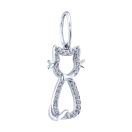 Серебряный подвес "Кошка" с фианитами - 2095197