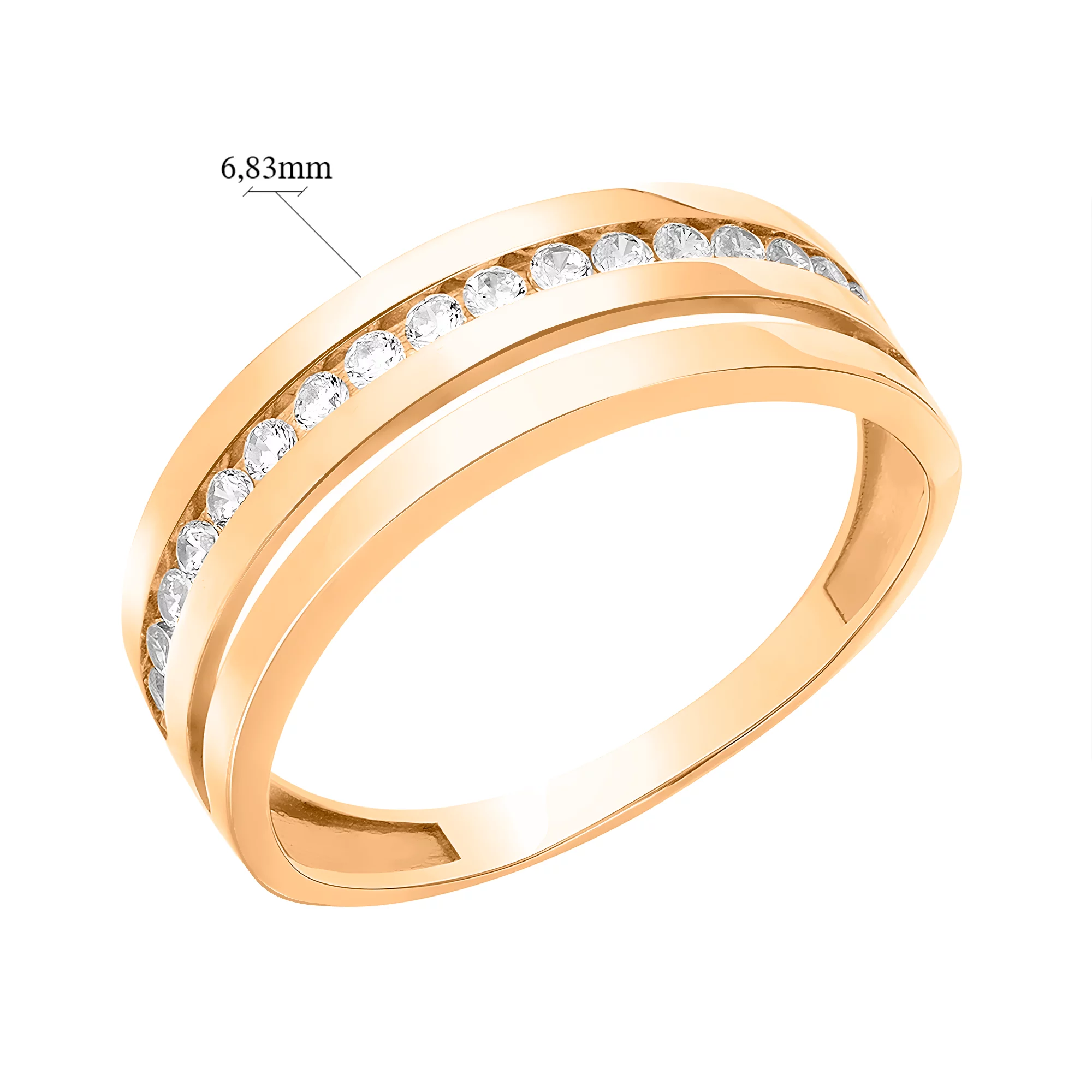 Золотое кольцо с фианитом - 585405 – изображение 2