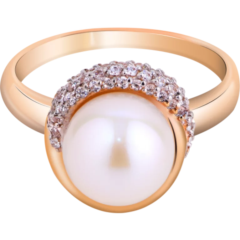 Золотое кольцо с жемчугом и фианитом. Артикул 1191013101: цена, отзывы, фото – купить в интернет-магазине AURUM