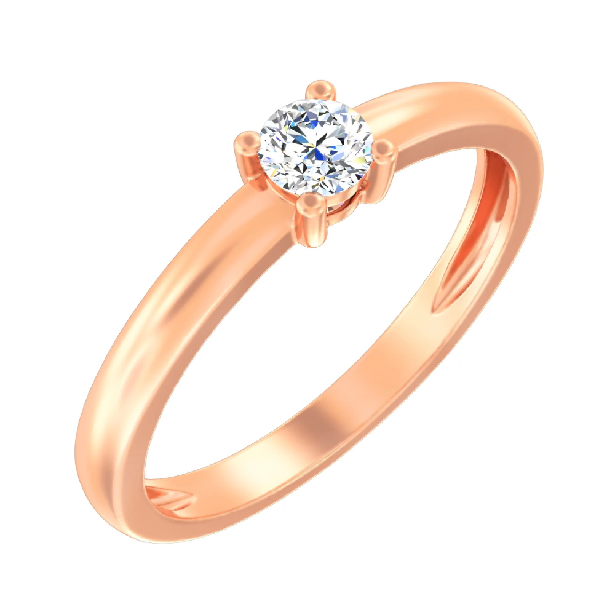 Кольцо помолвочное из красного золота с бриллиантом  - 1514040 – изображение 1