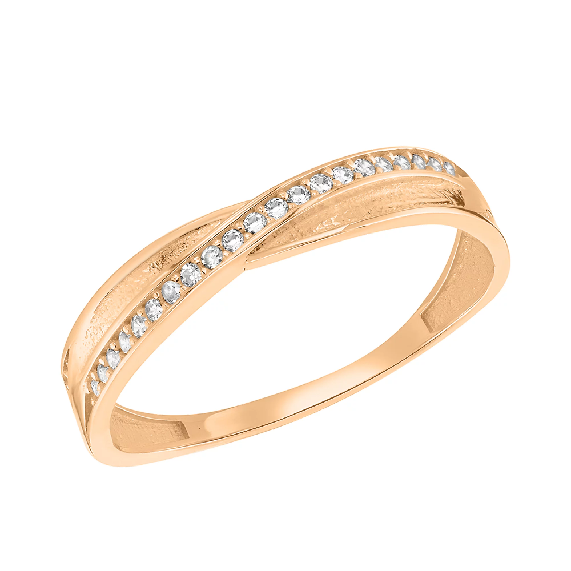 Золотое кольцо с дорожкой из фианитов - 1523329 – изображение 1