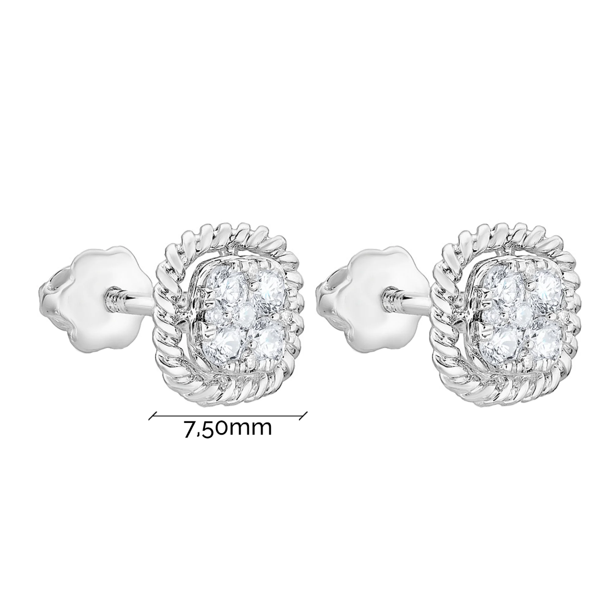 Серьги-гвоздики из белого золота с бриллиантами - 1708831 - 5