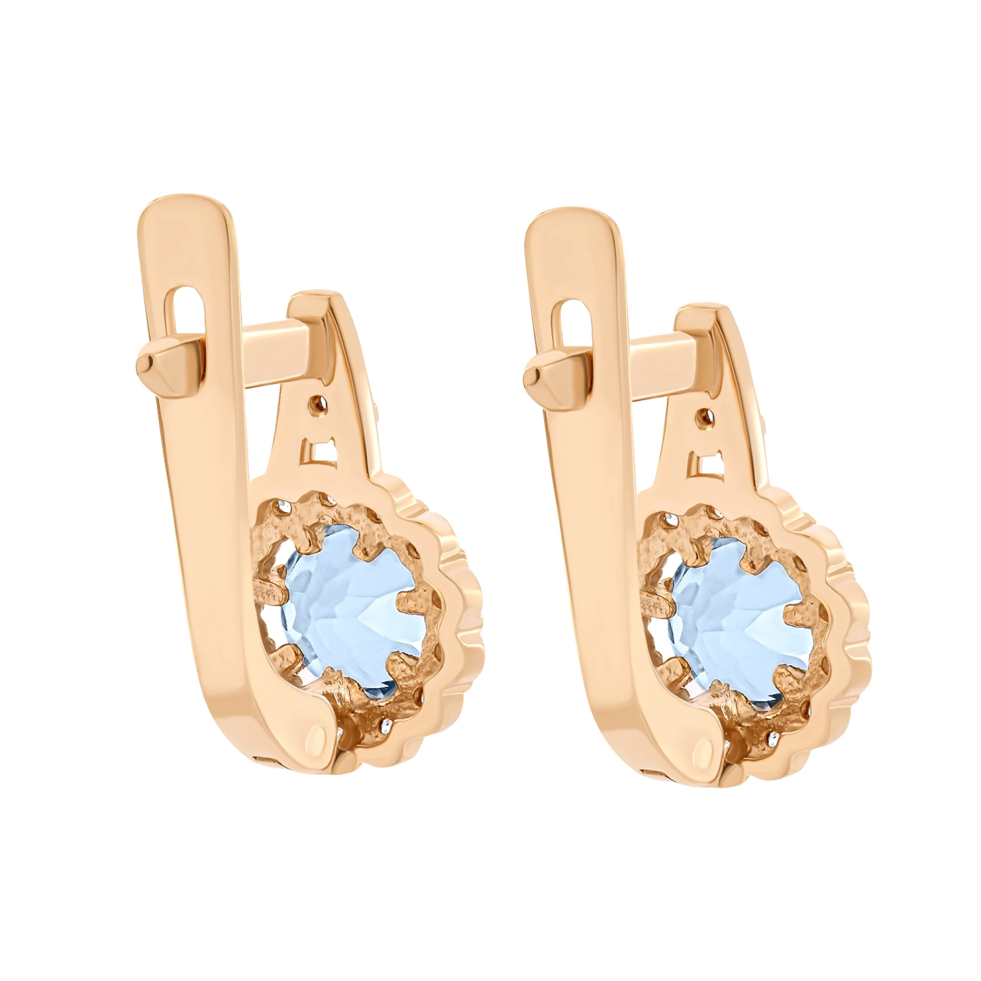 Сережки с топазом и фианитами с красного золота - 1488599 - 4