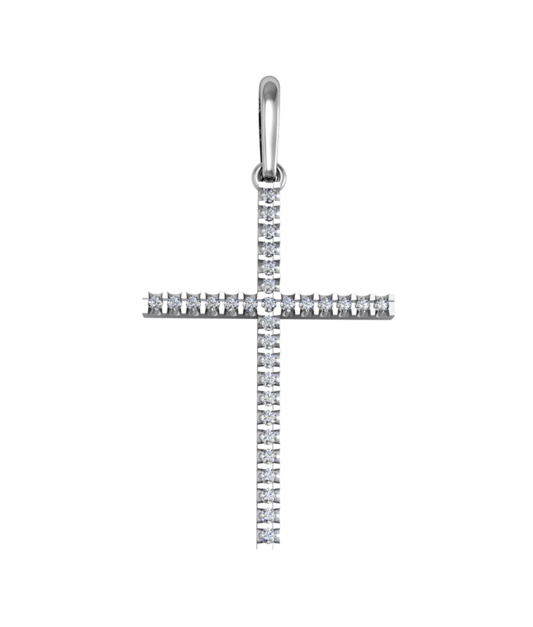 Хрестик з білого золота з діамантами - 860461 – зображення 1