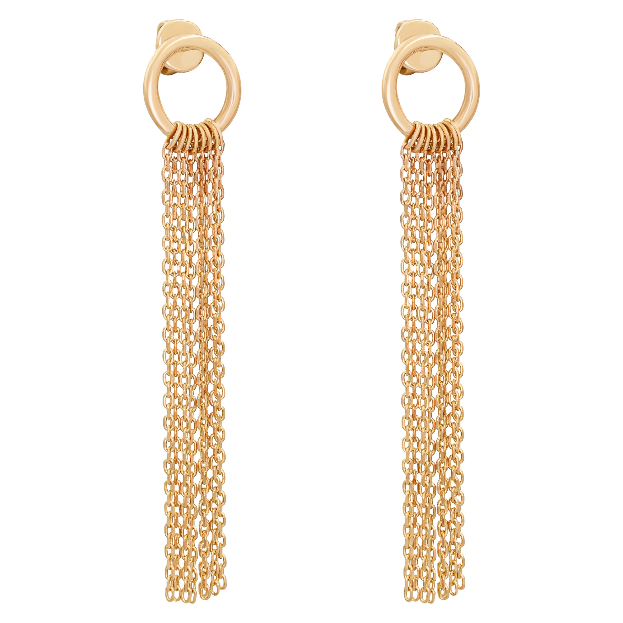 Сережки-гвоздики из красного золота с подвесками - 887700 – изображение 1