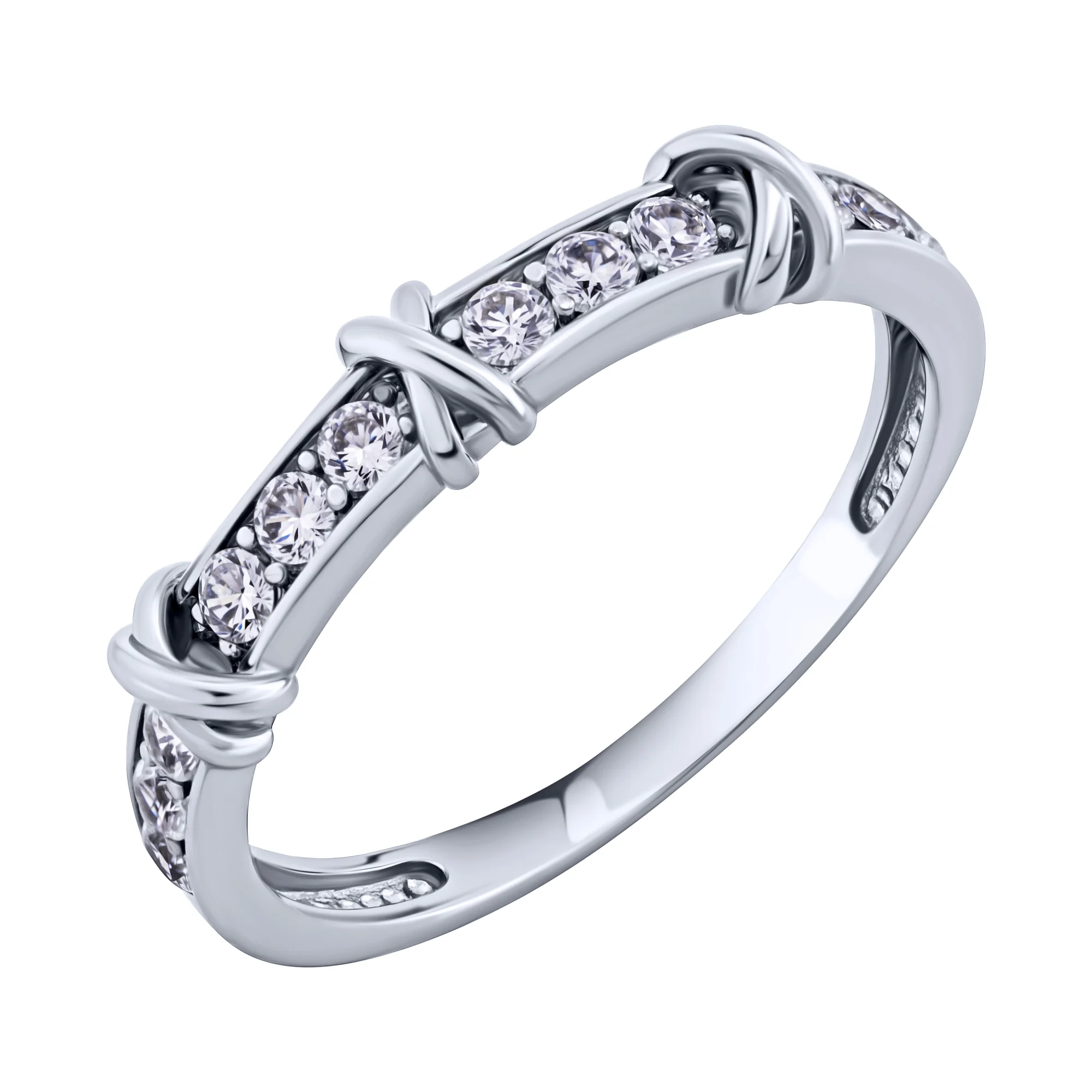 Серебряное кольцо с дорожкой из фианитов - 2088703 - 1