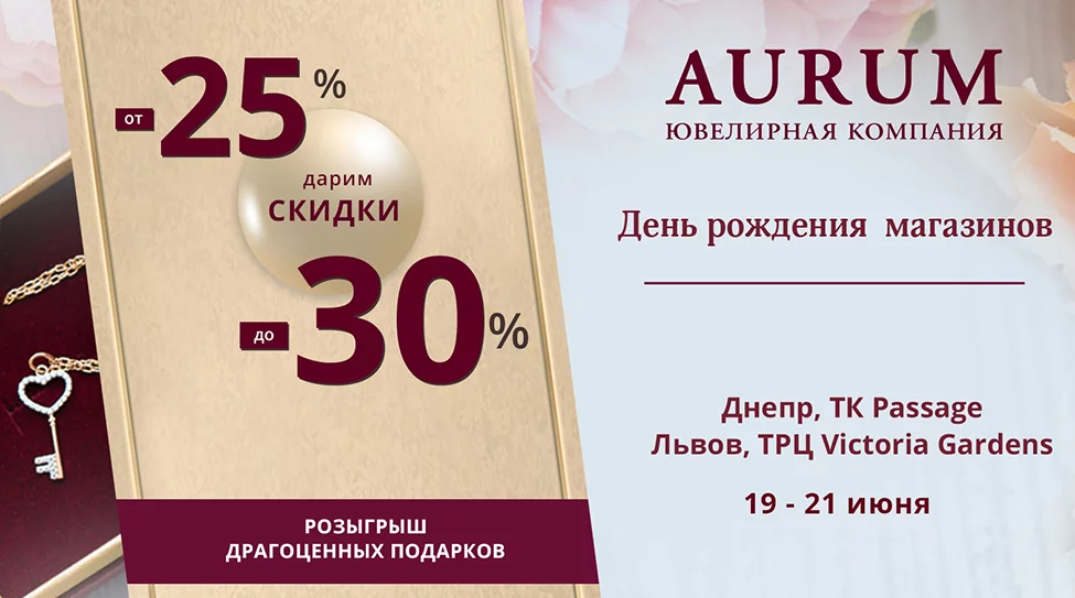 День народження магазинів AURUM у ТРК Victoria Gardens та в ТК Passage 