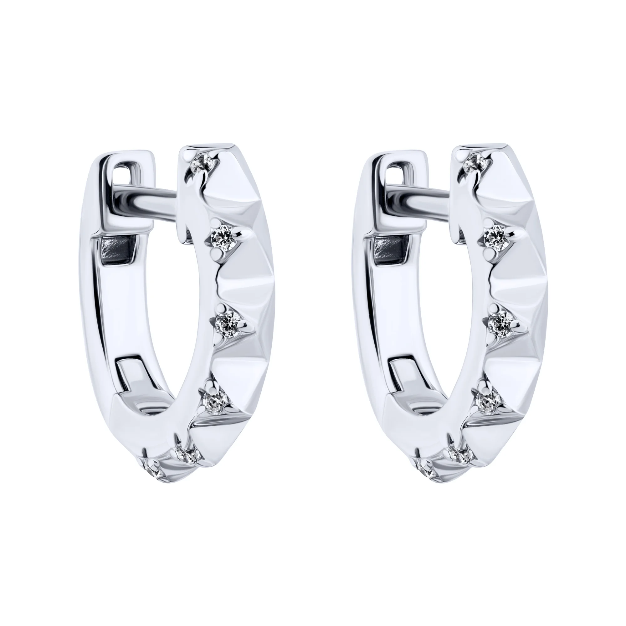Серебряные серьги-кольца с фианитами - 2123391 - 1