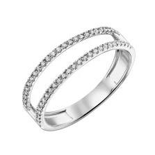 Подвійна каблучка з білого золота з діамантами - 2149825