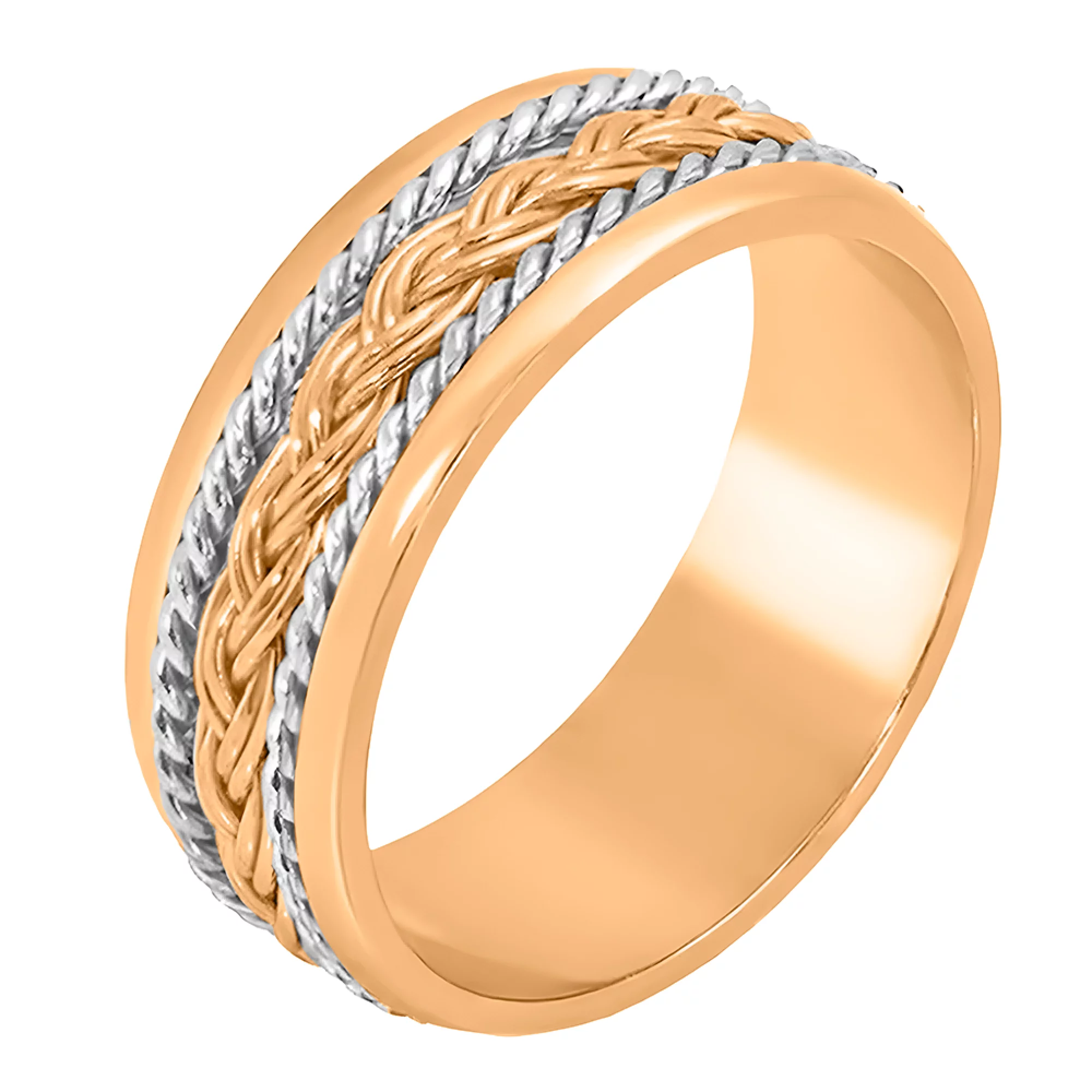 Обручальное кольцо комбинированное классическое - 521162 – изображение 1