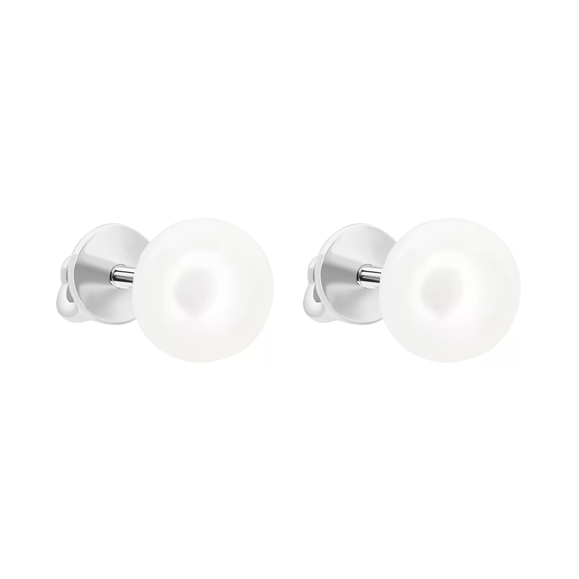 Сережки-гвоздики срібні з перлами - 1579429 – зображення 1