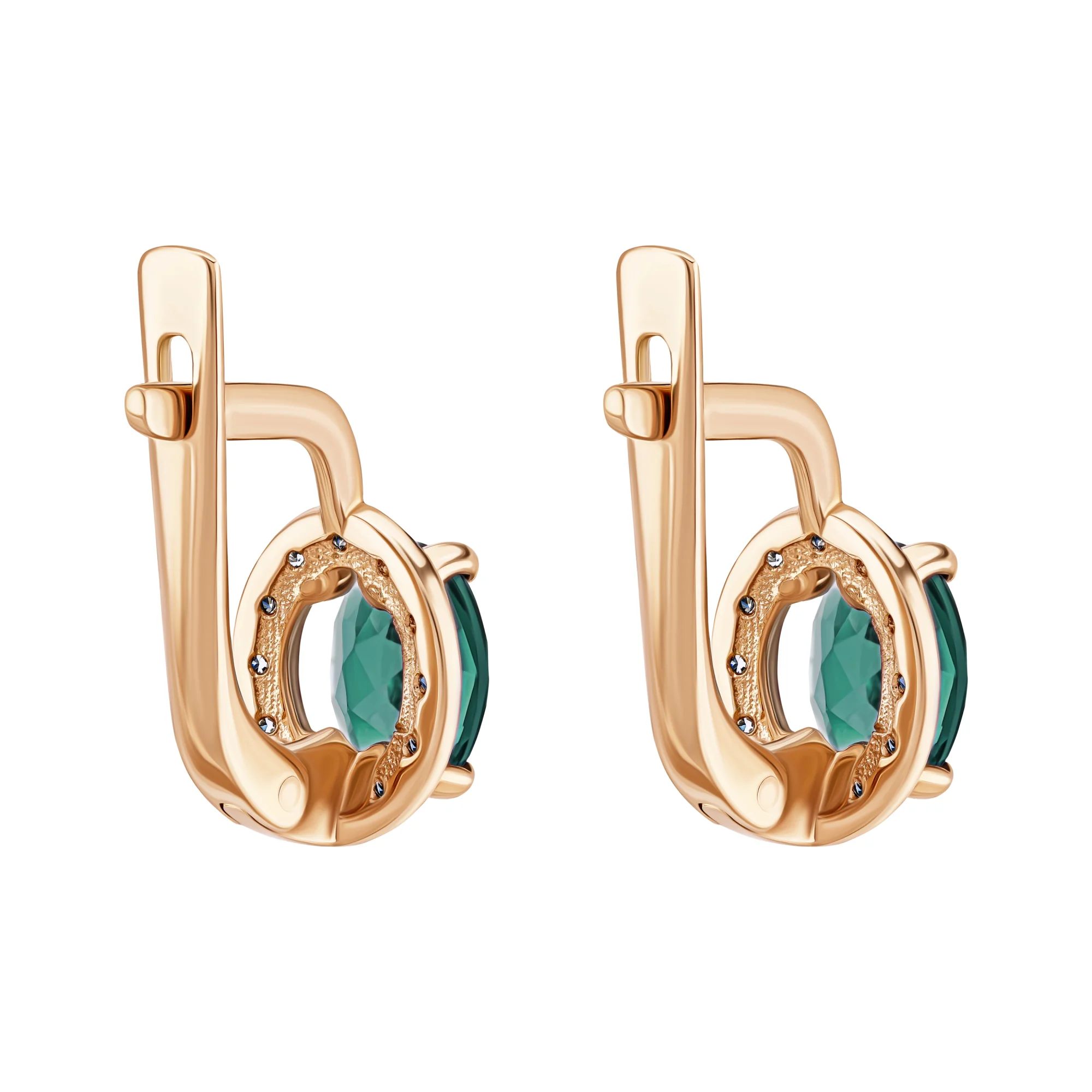 Серьги с кварцом и фианитами в красном золоте - 2078383 - 2