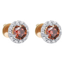Сережки-гвоздики из красного золота с фианитом - 885010