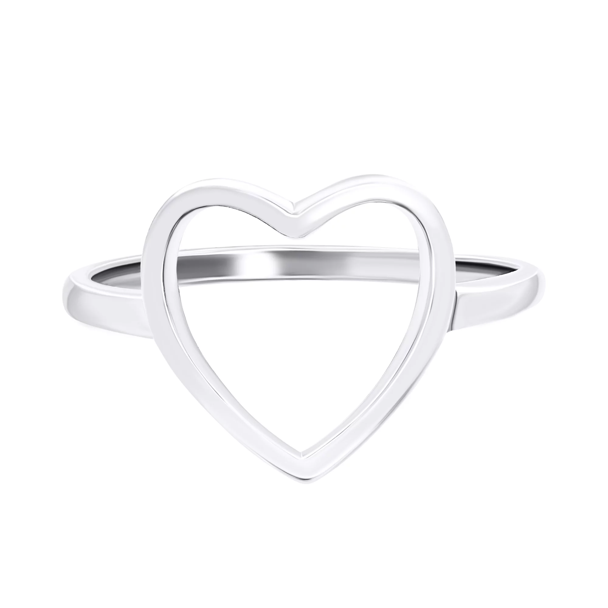 Серебряное кольцо "Сердечко" с родированием - 1549833 – изображение 2