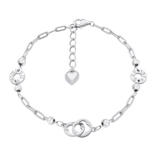 Браслет зі срібла "Конюшина" з фіанітами плетіння якірне - 1521368