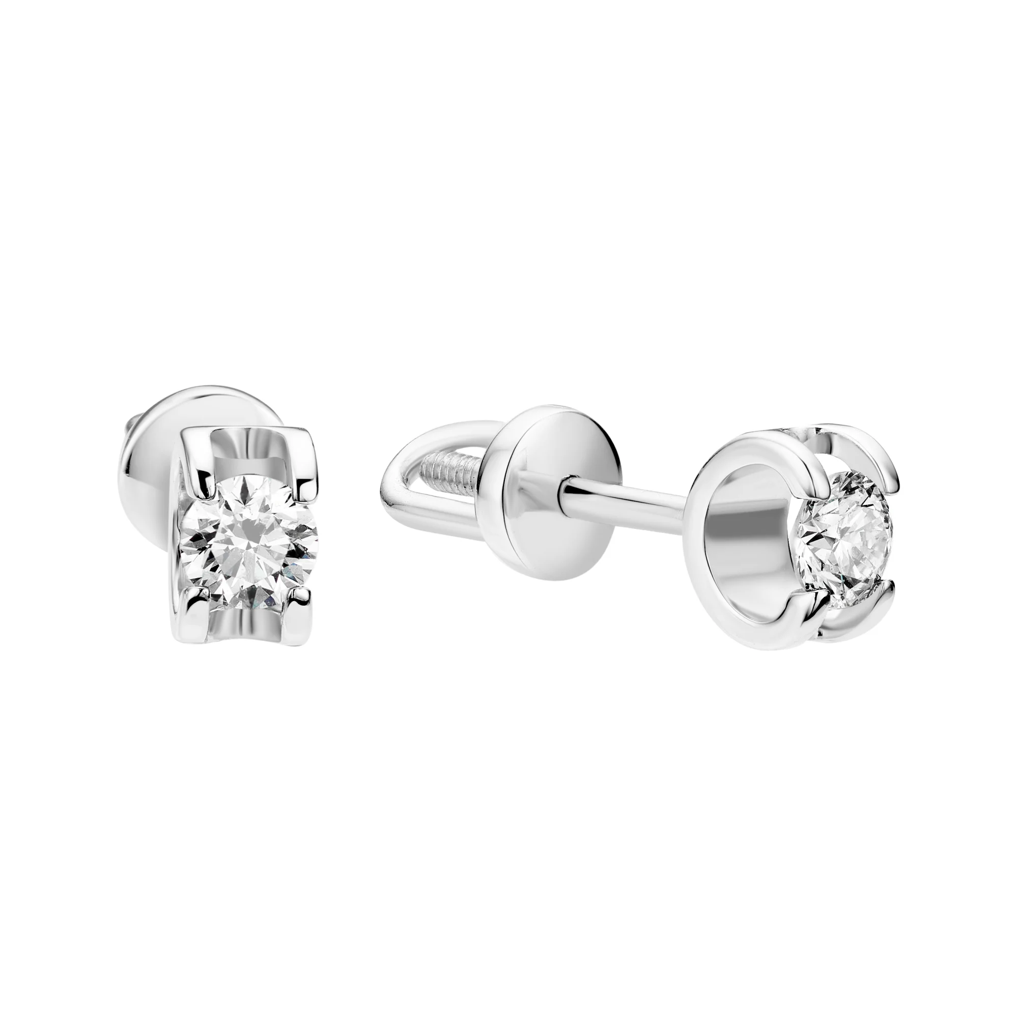 Серьги-гвоздики из белого золота с бриллиантом - 2183491 - 1