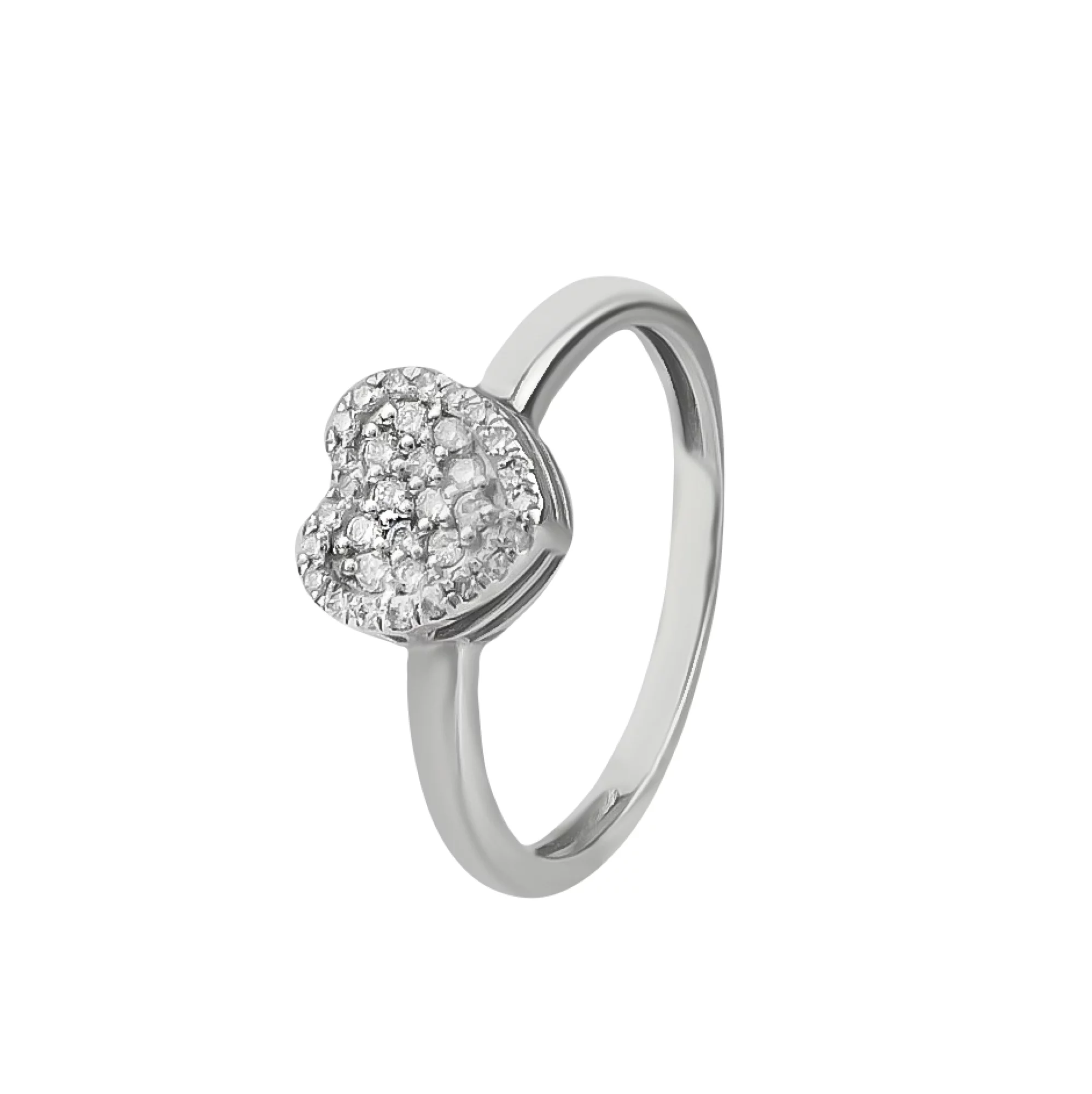 Кольцо из белого золота с бриллиантами Сердце - 798967 – изображение 1