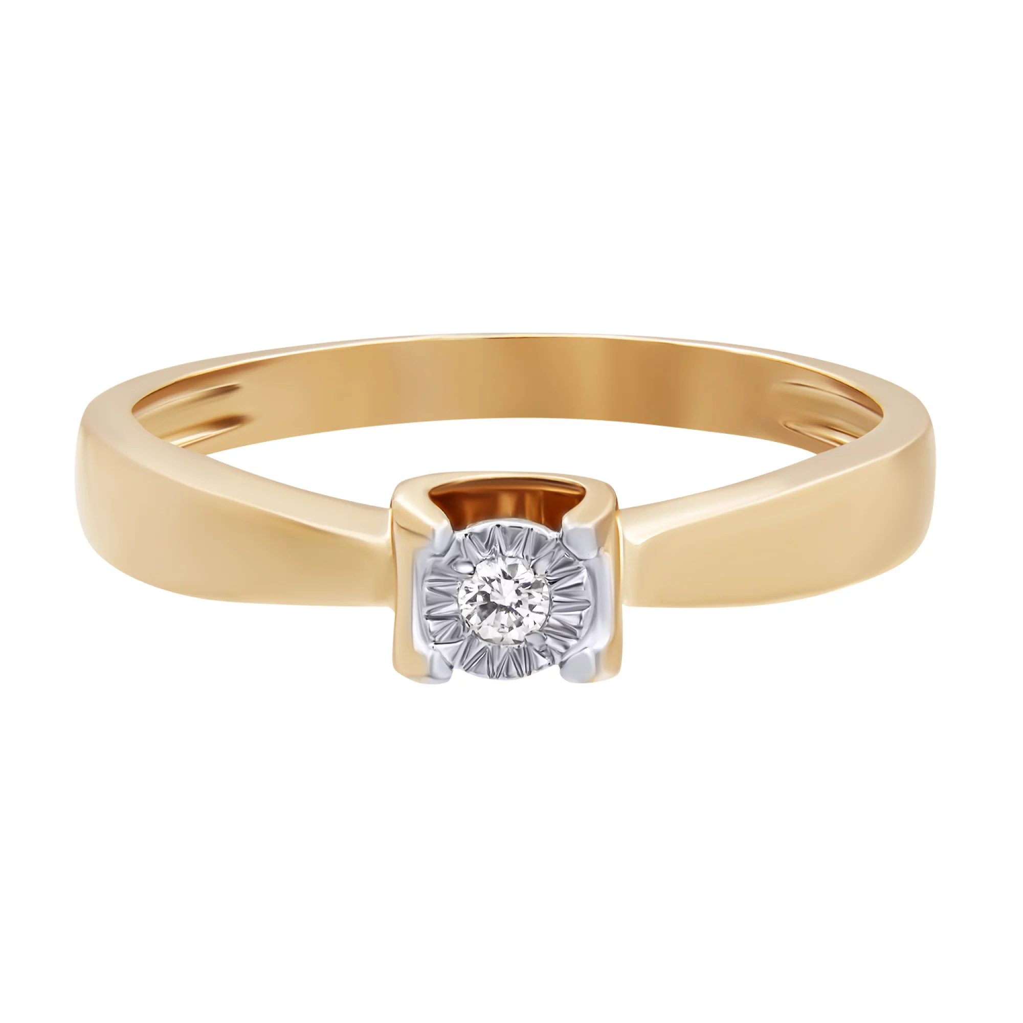 Кольцо из комбинированного золота с бриллиантом - 863705 – изображение 2
