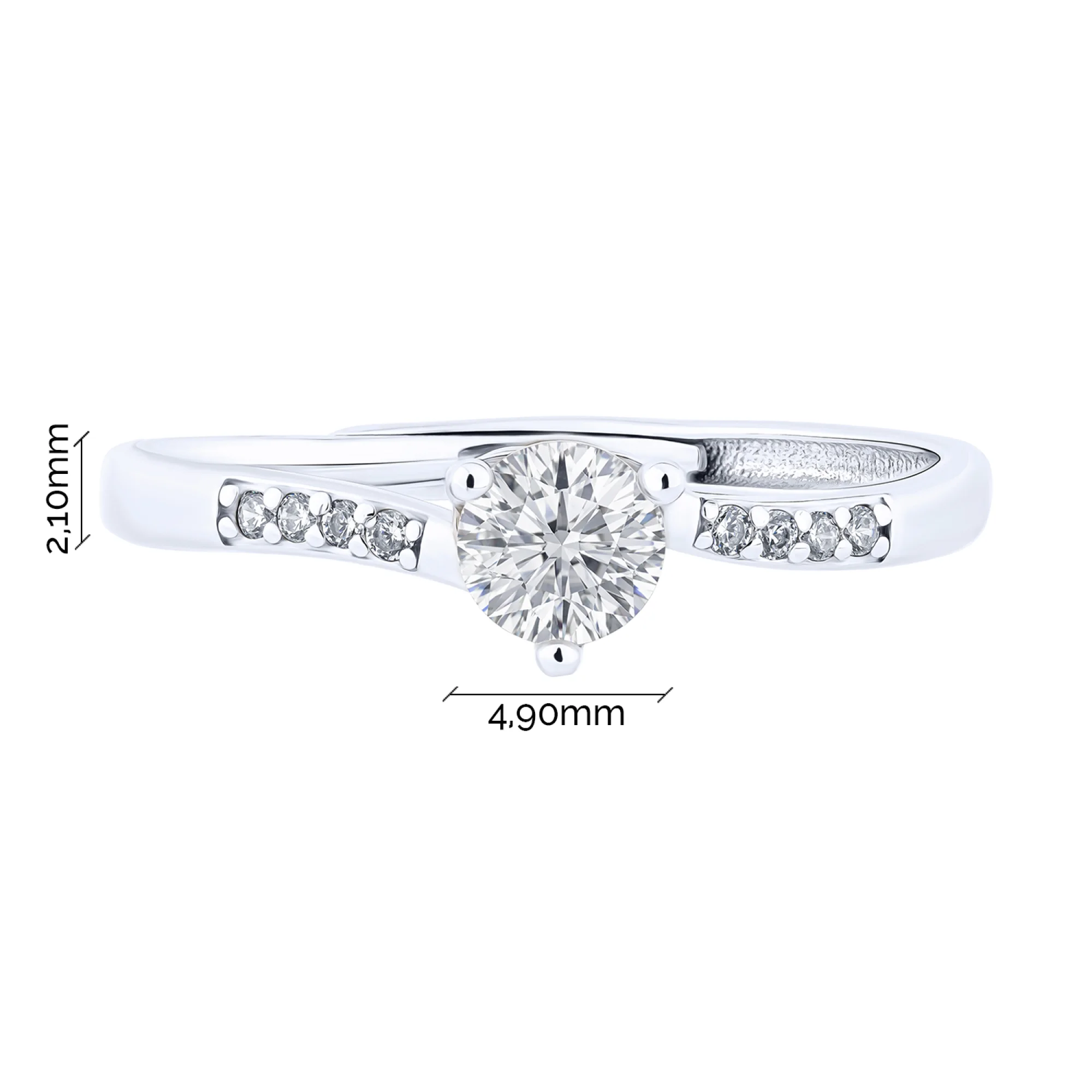 Серебряное раздвижное кольцо с фианитами - 2087013 - 3
