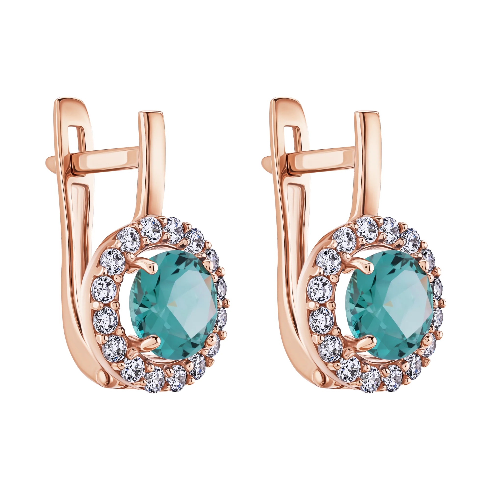 Серьги из красного золота с турмалином и фианитами - 2086535 - 1