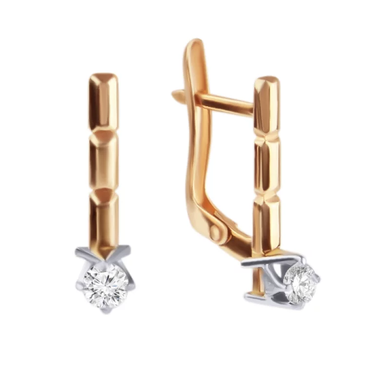 Золоті сережки з фіанітами. Артикул 430977: ціна, відгуки, фото – купити в інтернет-магазині AURUM
