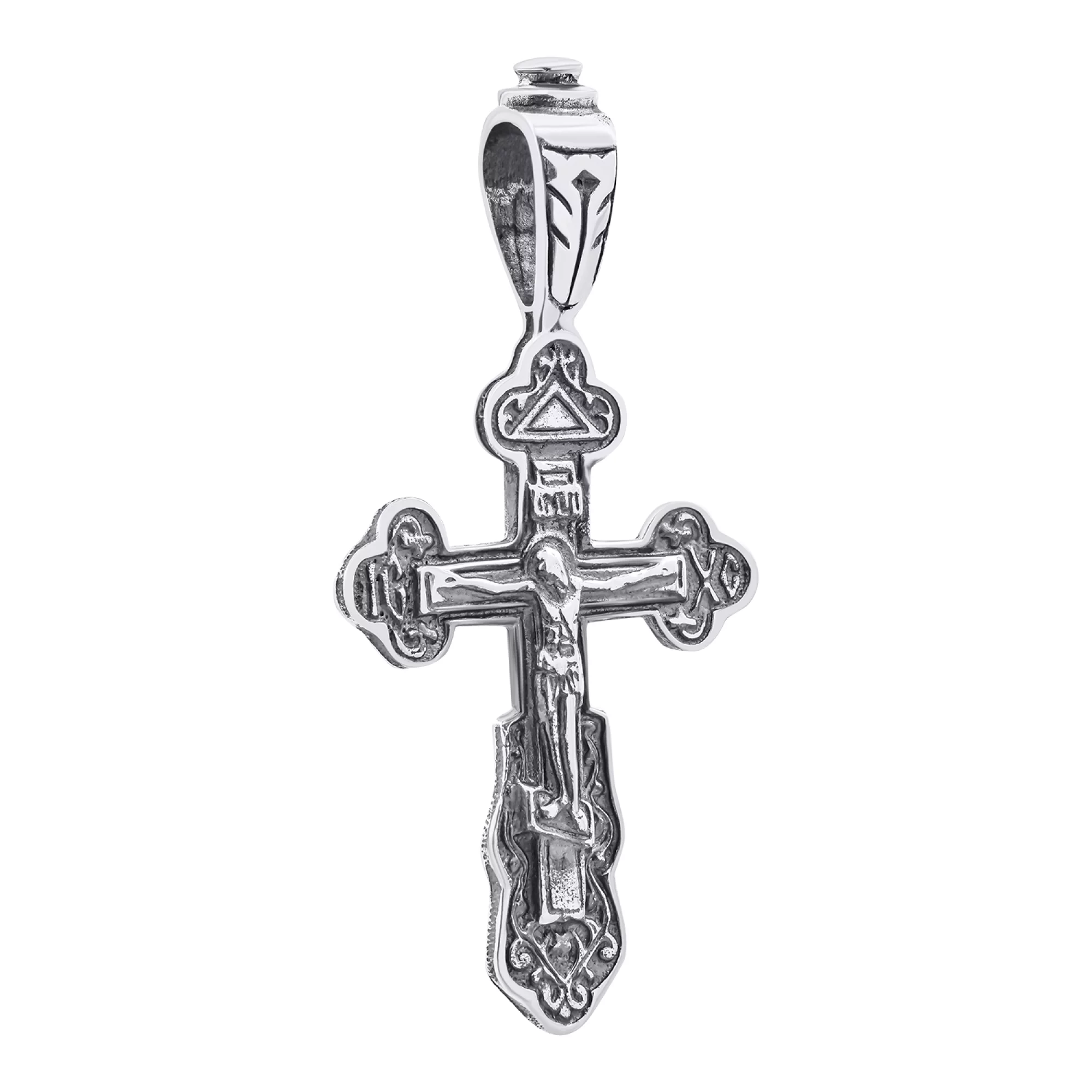 Серебряный нательный крестик из серебра с чернением - 1521691 – изображение 1
