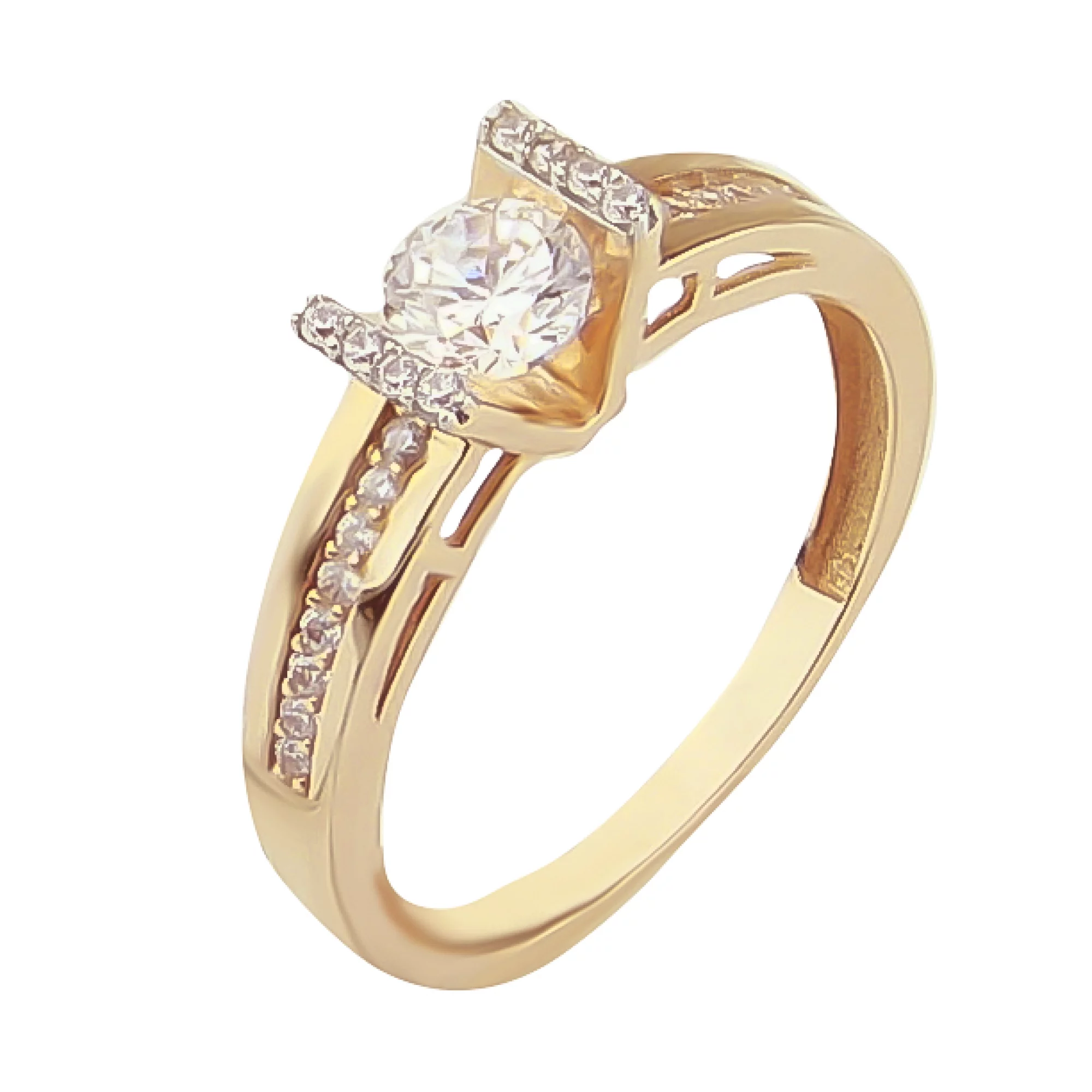 Золотое кольцо с фианитами - 511730 – изображение 1