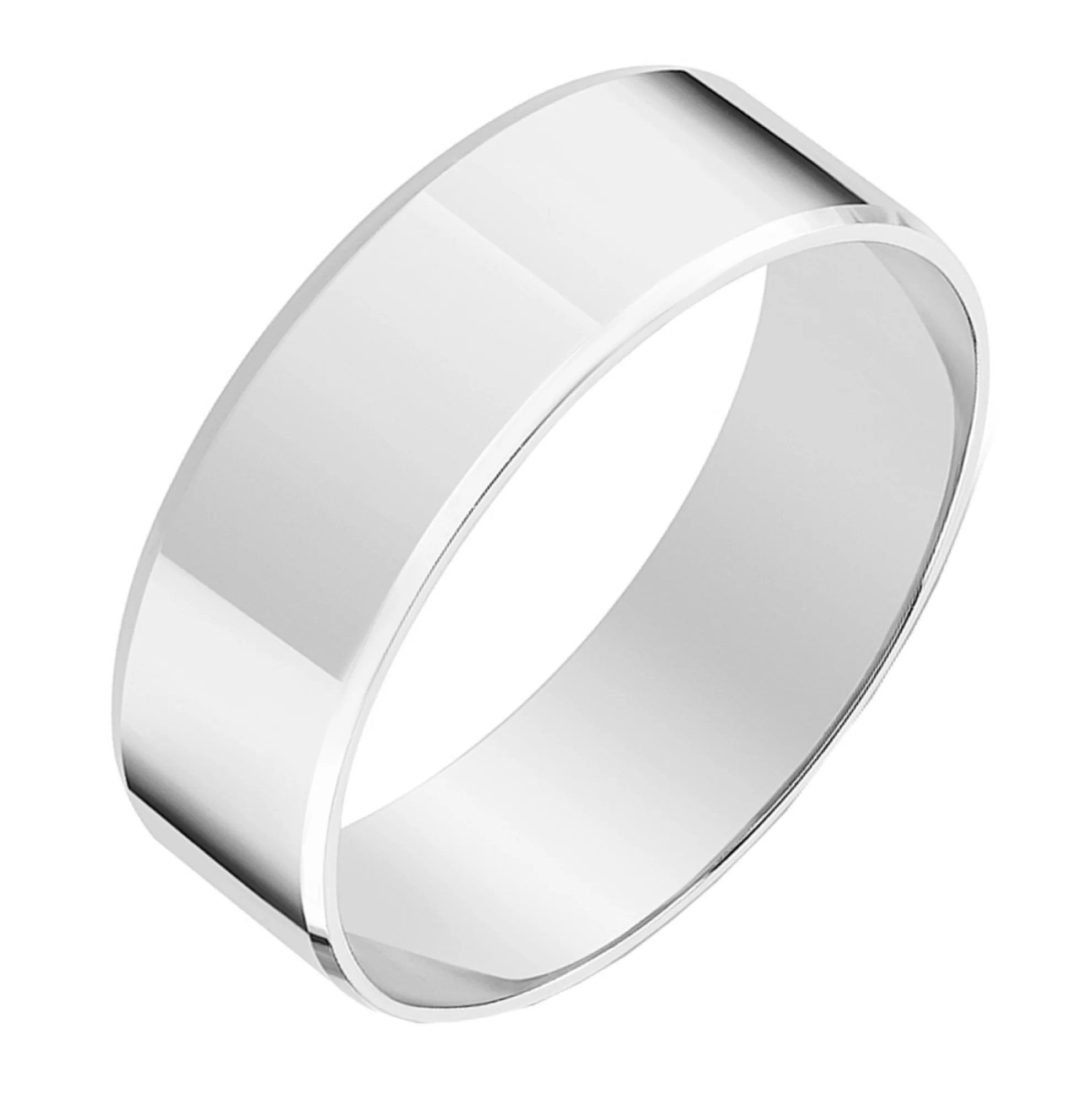 Обручальное кольцо из белого золота американка с фаской  - 964688 – изображение 1