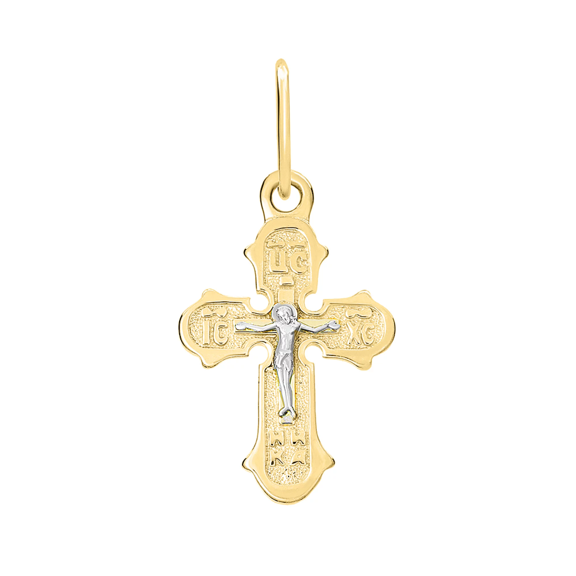 Крестик православный из комбинированного золота - 1642725 – изображение 1