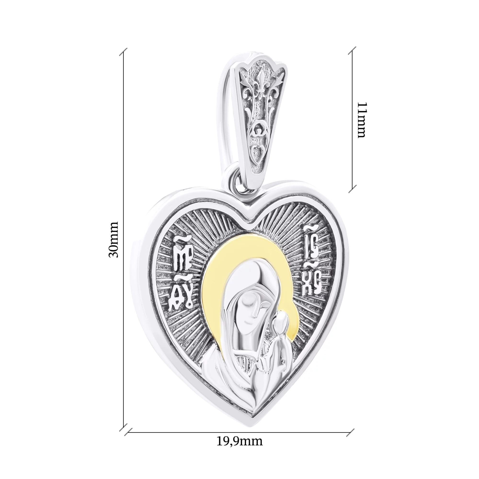 Серебряная подвеска-иконка Божией Матери "Казанская" с позолотой - 1549748 – изображение 3