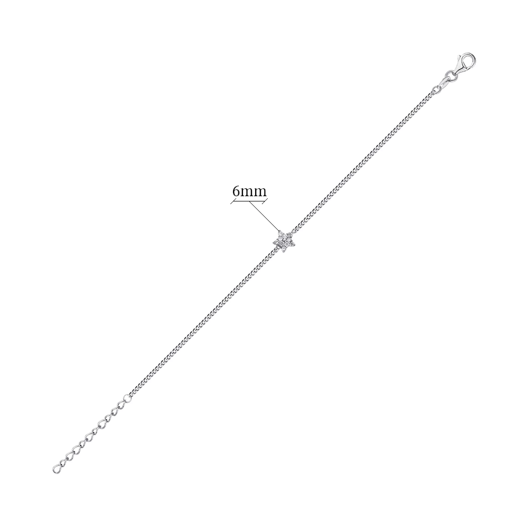 Браслет из серебра Звездочка с фианитом Панцирное плетение - 1450472 – изображение 3