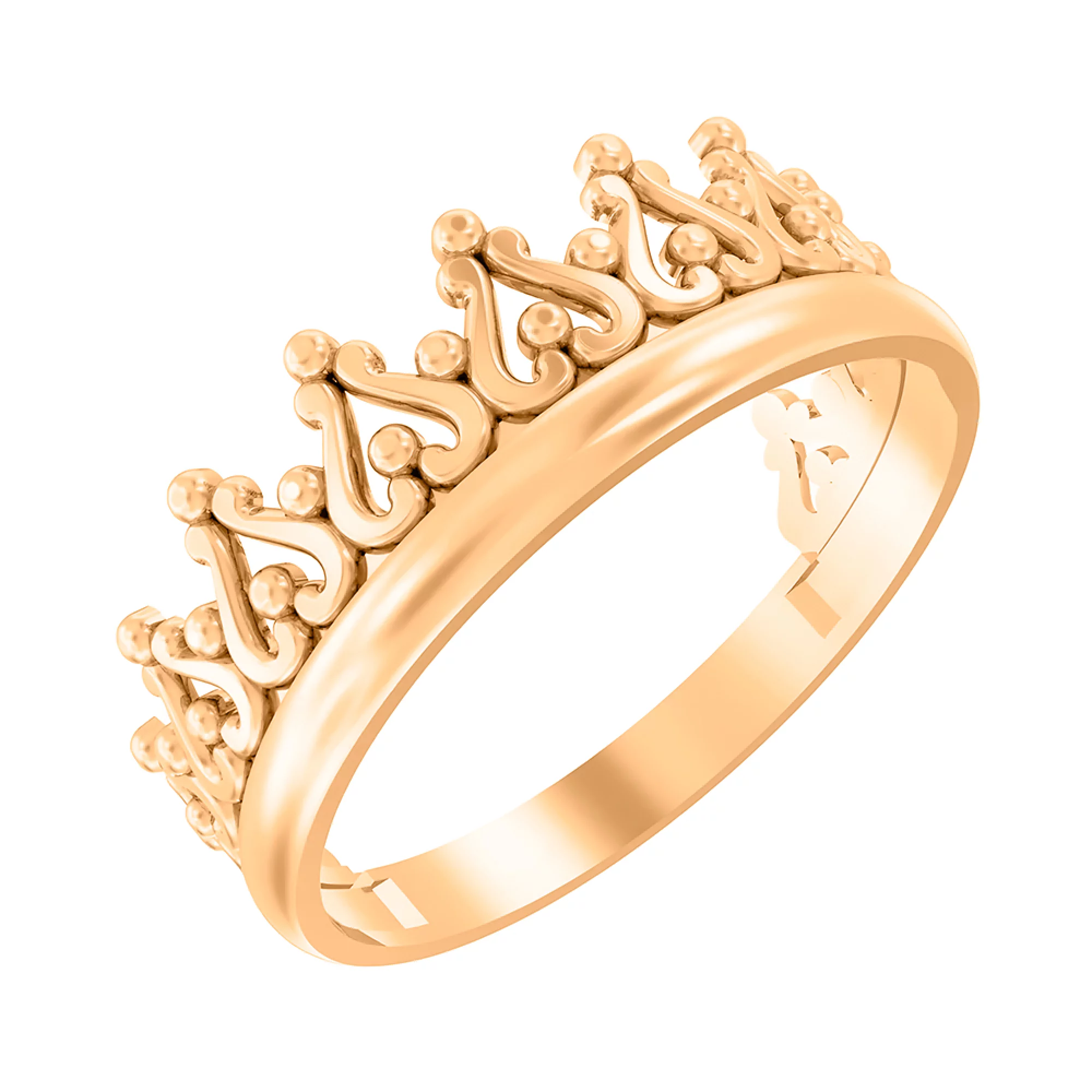 Кольцо из красного золота "Корона" - 965782 – изображение 1