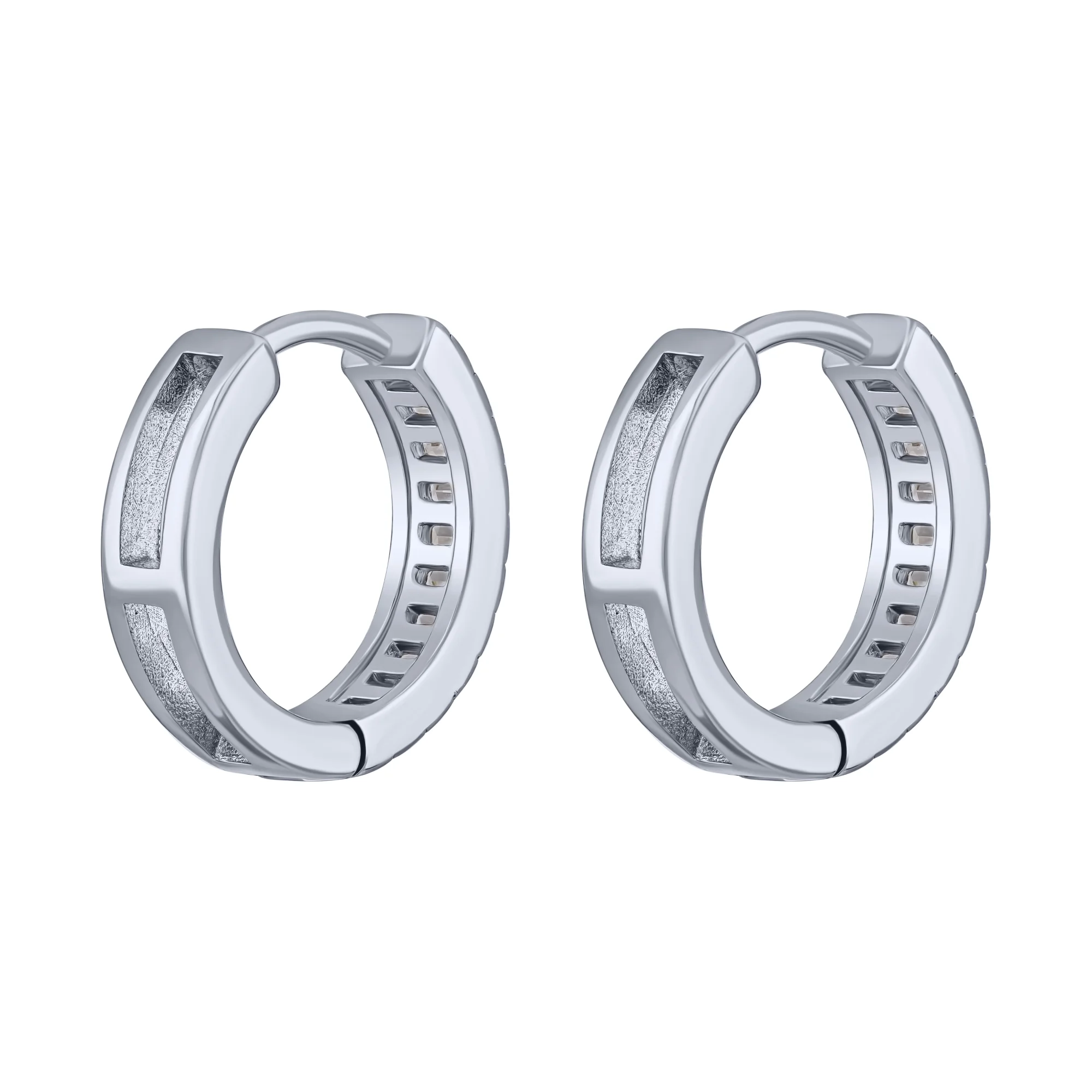 Серебряные серьги-кольца с фианитами - 2089715 - 2