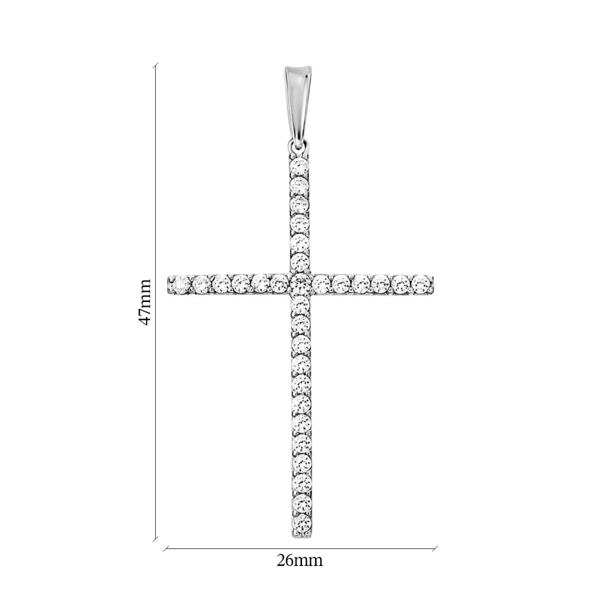 Крестик из белого золота с фианитом - 967577 – изображение 2
