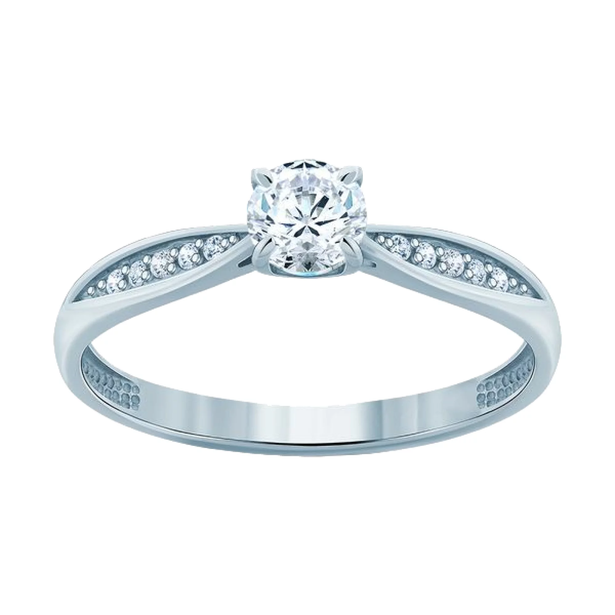 Серебряное кольцо с цирконием - 482570 – изображение 1