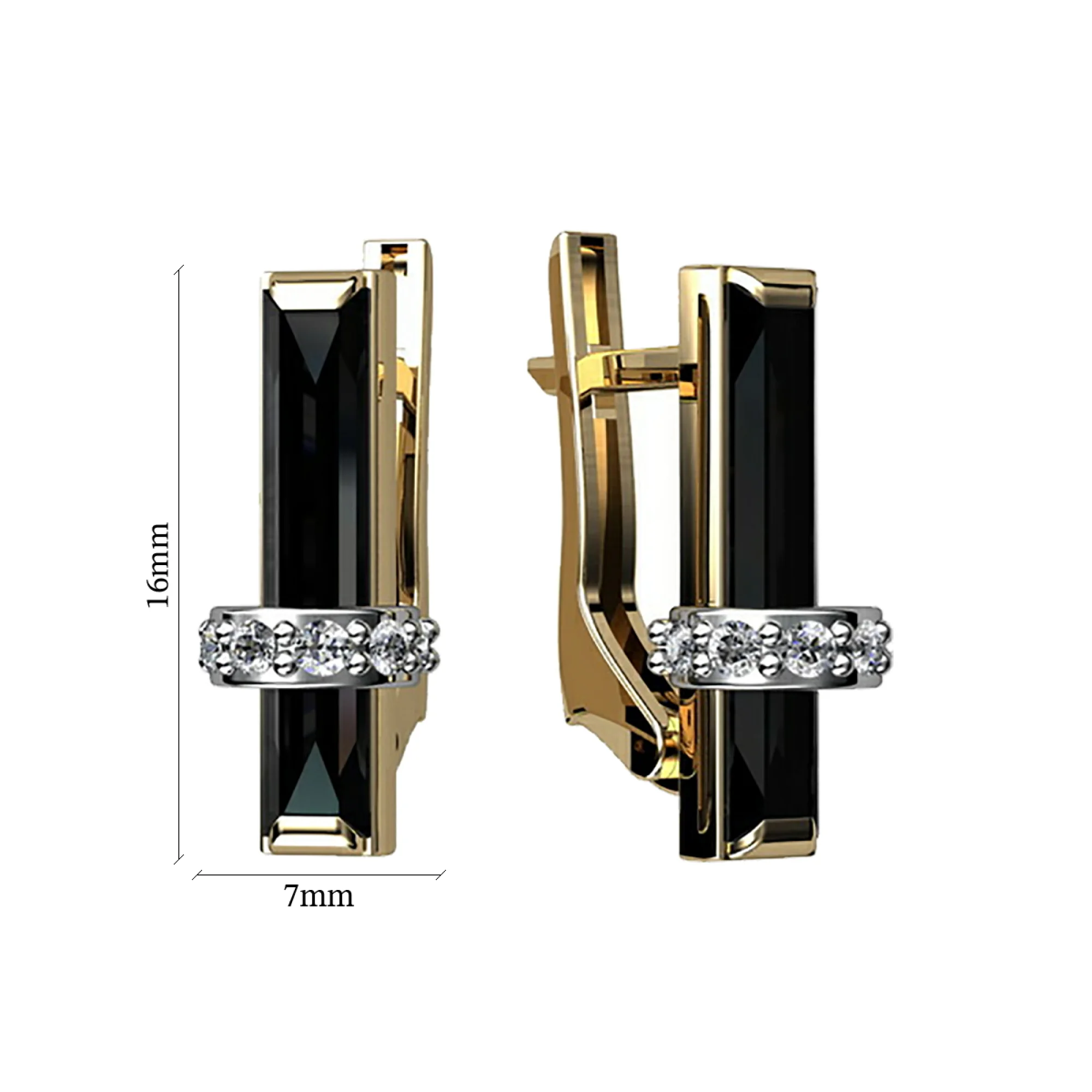 Сережки из красного золота с агатом и цирконием  - 407658 - 2