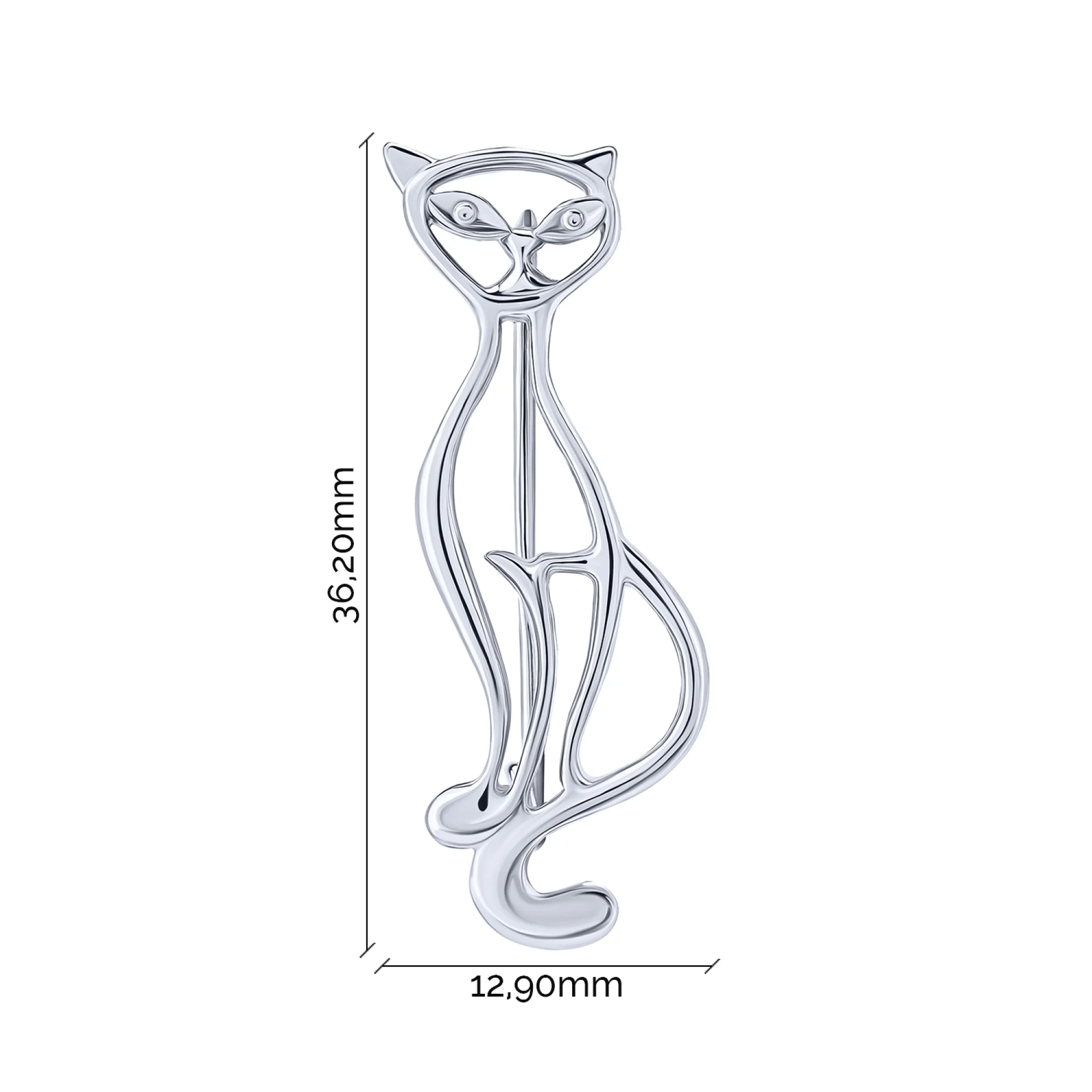 Серебряная брошь "Кот" - 2083227 - 2