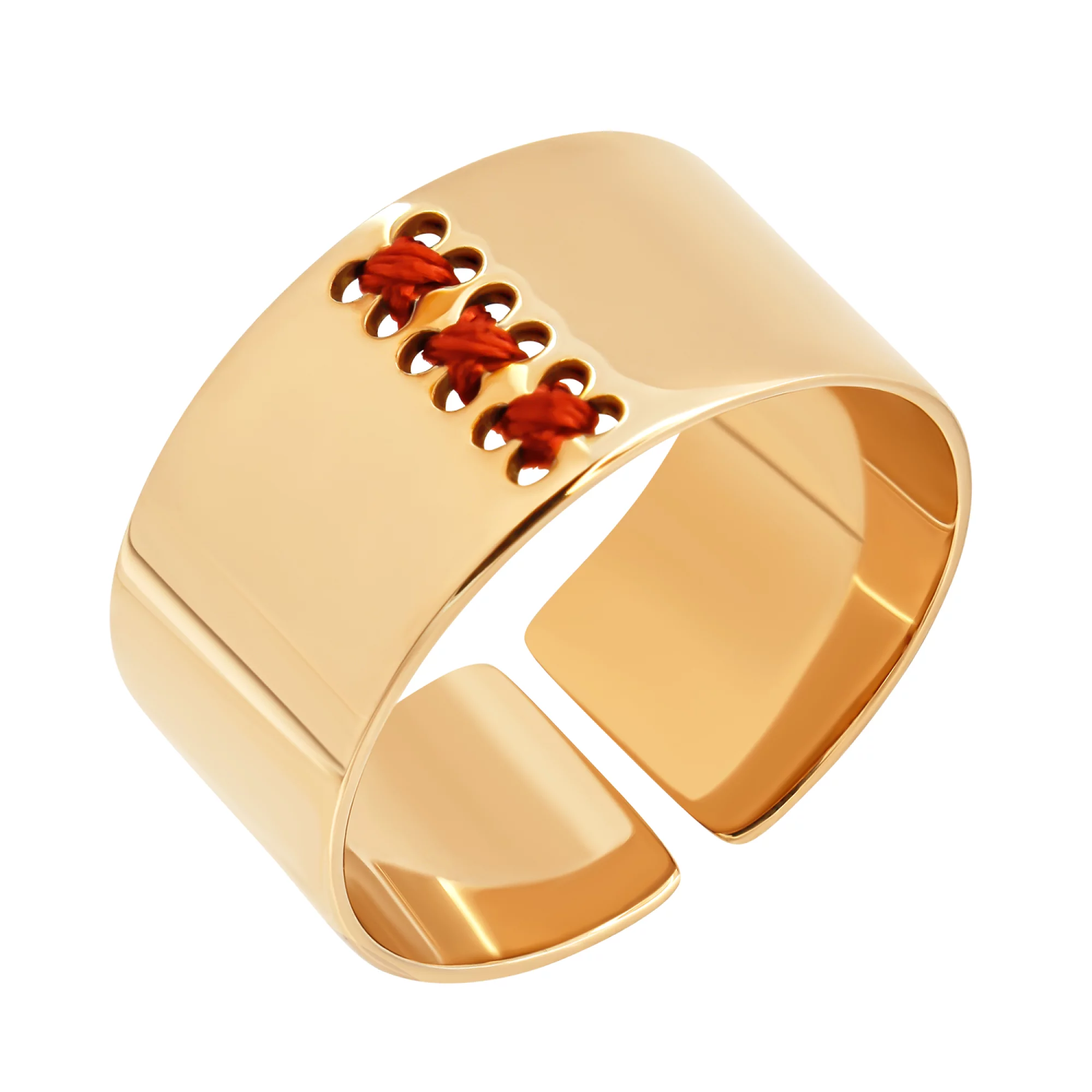 Кольцо из красного золота из шелком с элементами вышивки  - 1339276 – изображение 1