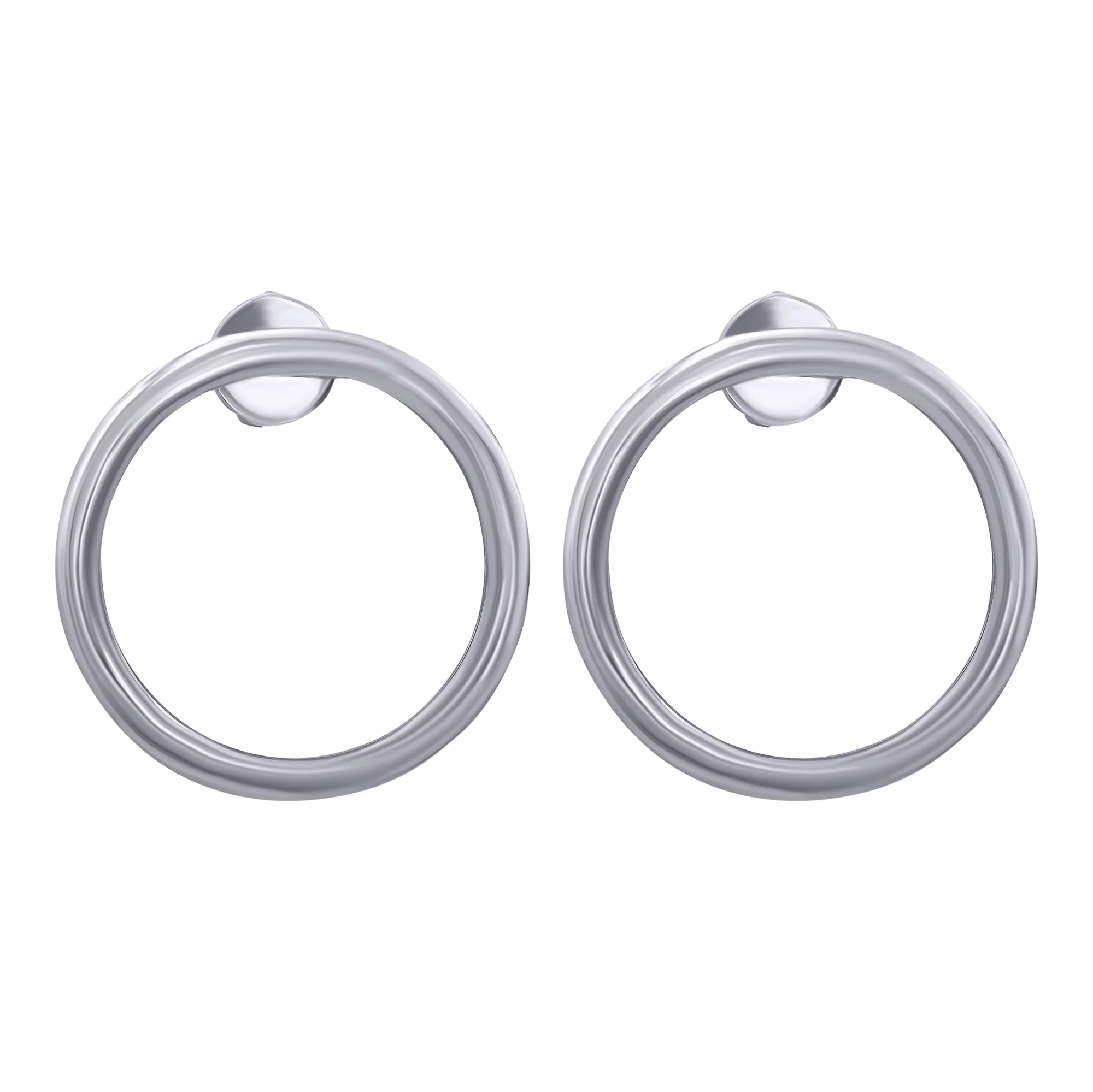 Сережки-гвоздики срібні "Кільця" - 896378 – зображення 1