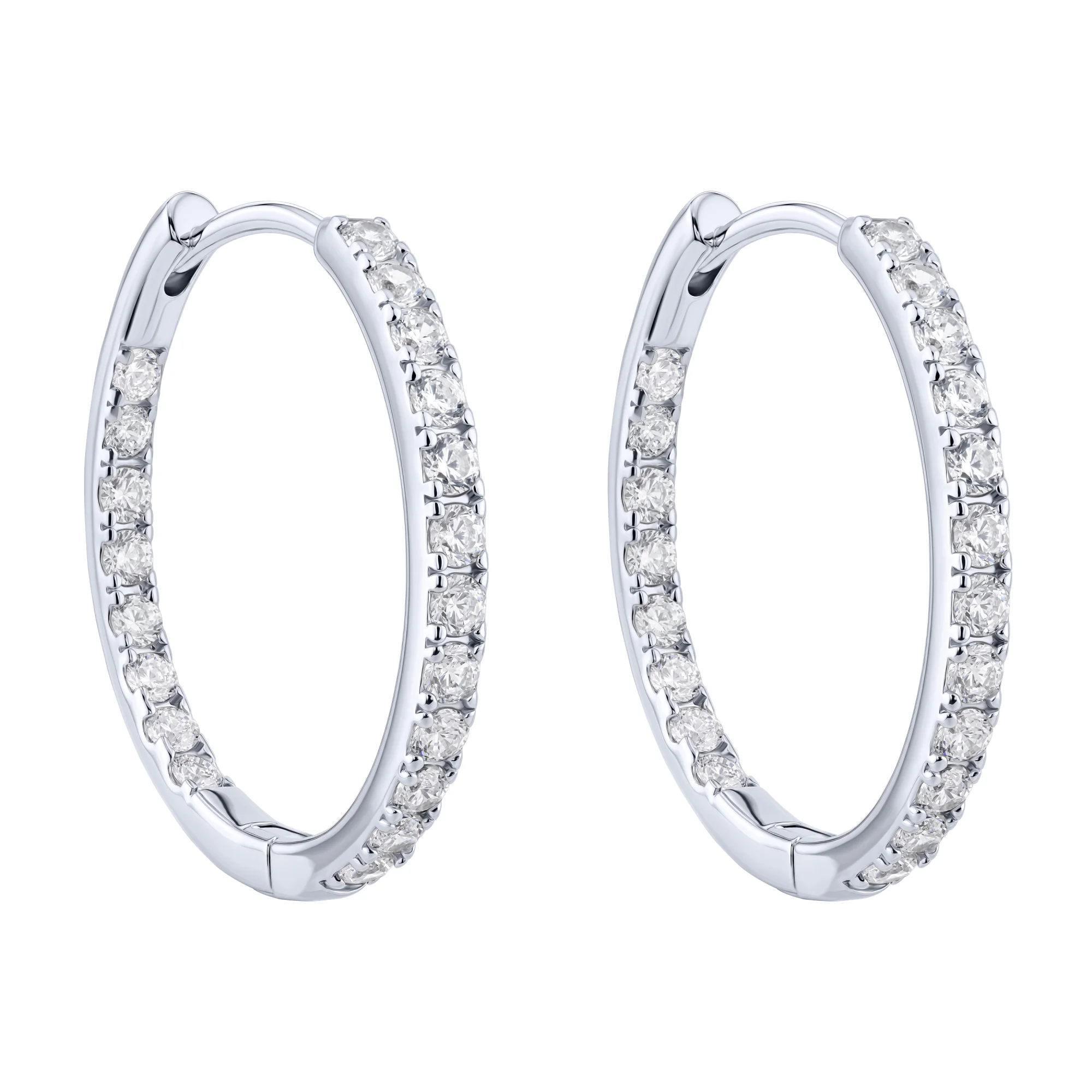 Серебряные серьги-кольца с фианитами  - 2268247 - 1