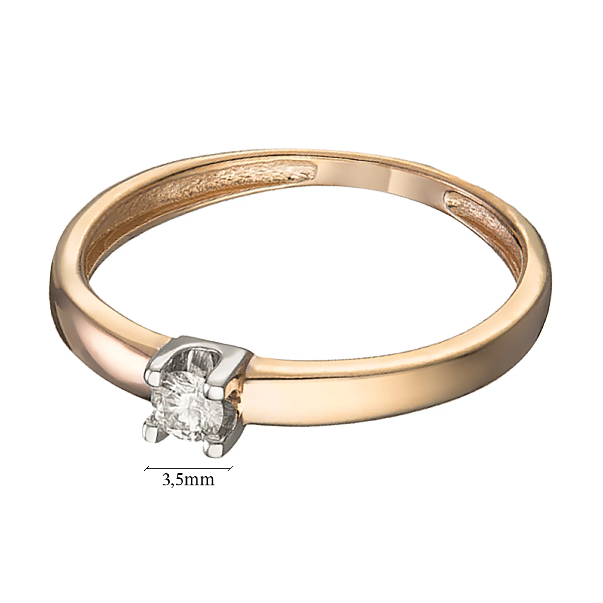 Золотое кольцо с бриллиантом - 521609 – изображение 2